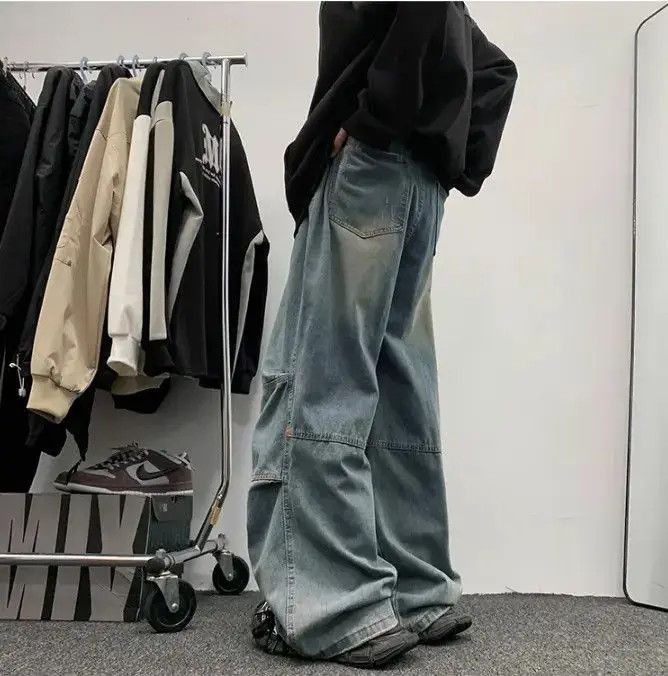 Japanese Brand Retro loose fitting straight leg casual patchwork jeans Size US 32 / EU 48 - 3 Thumbnail