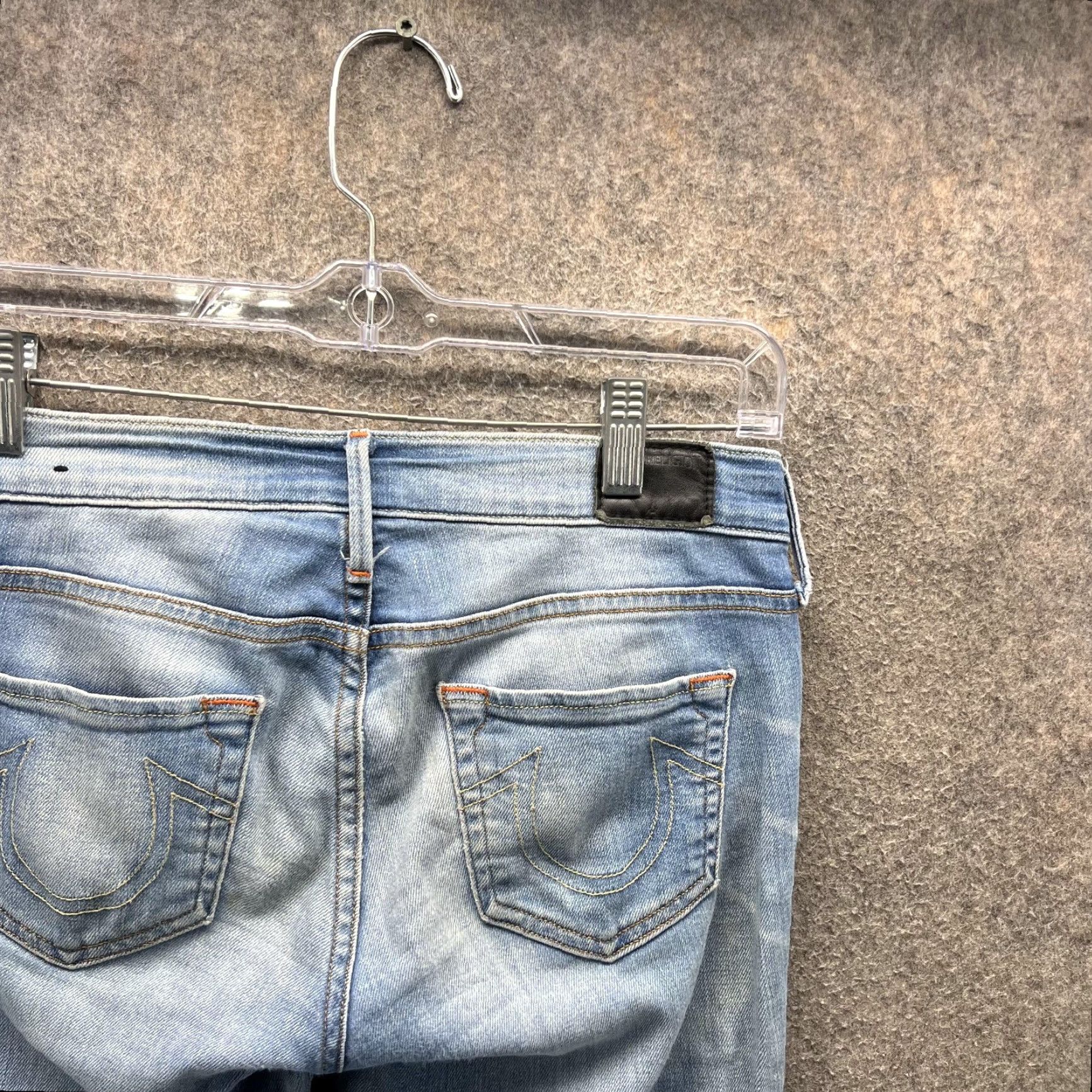 True Religion True Religion Casey Skinny Jeans Womens 25 Light Wash Distressed Stretch 25x28 Blue Denim Slim Pocket 5-Pocket Zip Womens Jeans Size 42" / US 20 - 7 Thumbnail
