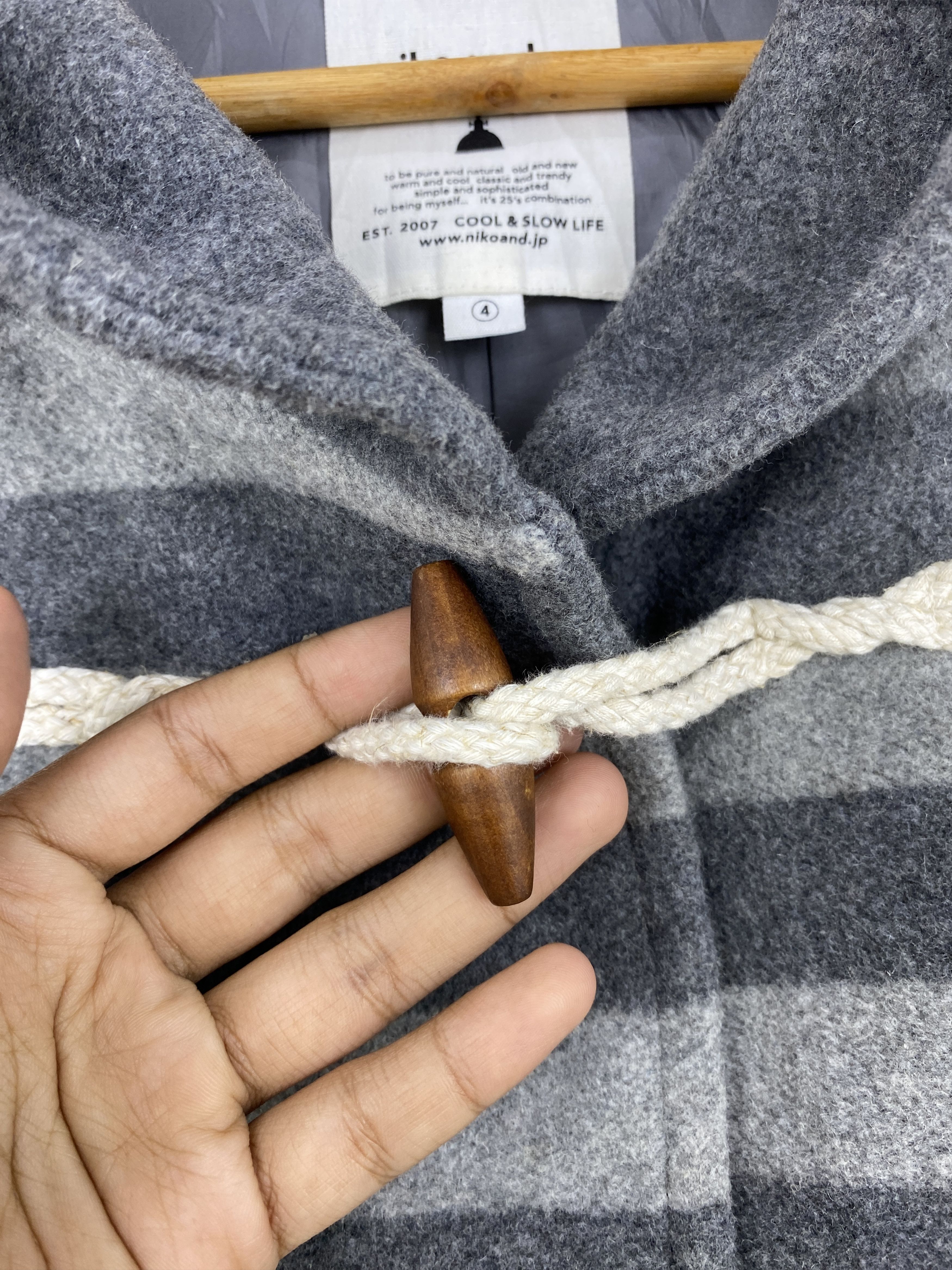 Japanese Brand Vintage Niko And ... Bold Stripes Hooded Wool Jacket JA0113 Size US XL / EU 56 / 4 - 9 Thumbnail