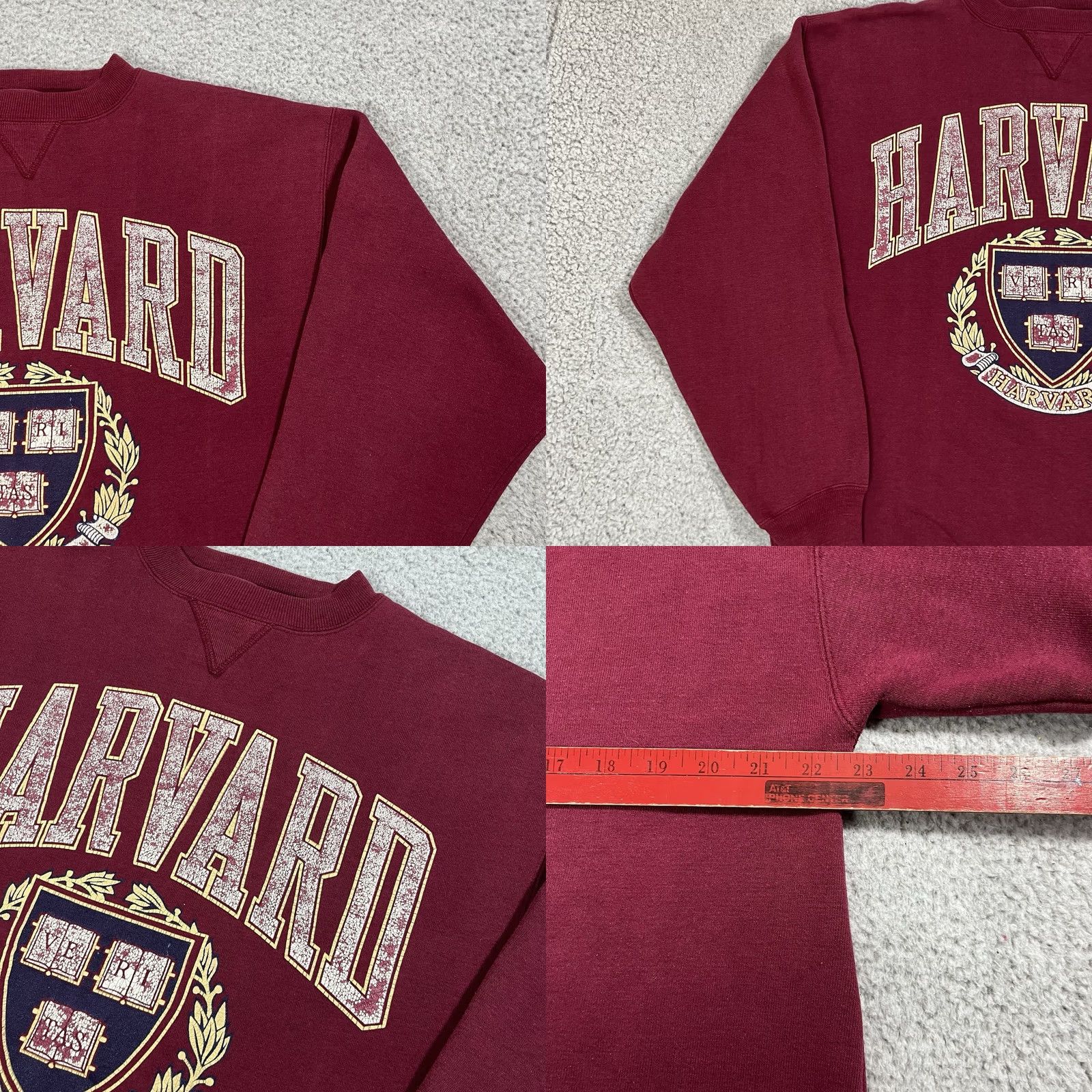 Vintage Harvard Sweatshirt Mens Medium Crewneck University Vintage 90s Burgundy Red Graphic Print Logo Size US M / EU 48-50 / 2 - 8 Thumbnail