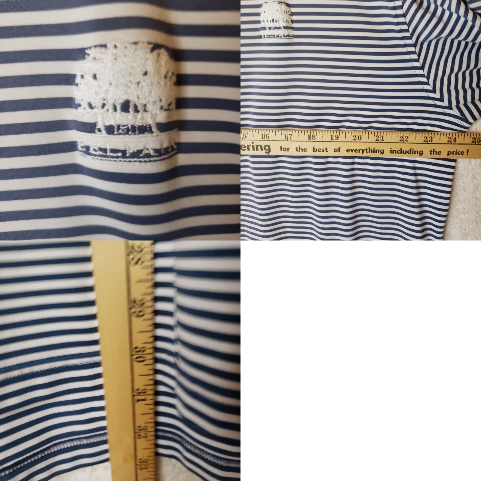 Peter Millar Peter Millar Summer Comfort Polo Shirt Navy Blue White Striped Golf L Crown Shirt Mens L Blue White Striped Polo Size US L / EU 52-54 / 3 - 9 Thumbnail