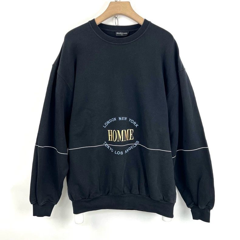 Balenciaga Balenciaga Homme embroidery black round neck hoodie Size US M / EU 48-50 / 2 - 1 Thumbnail