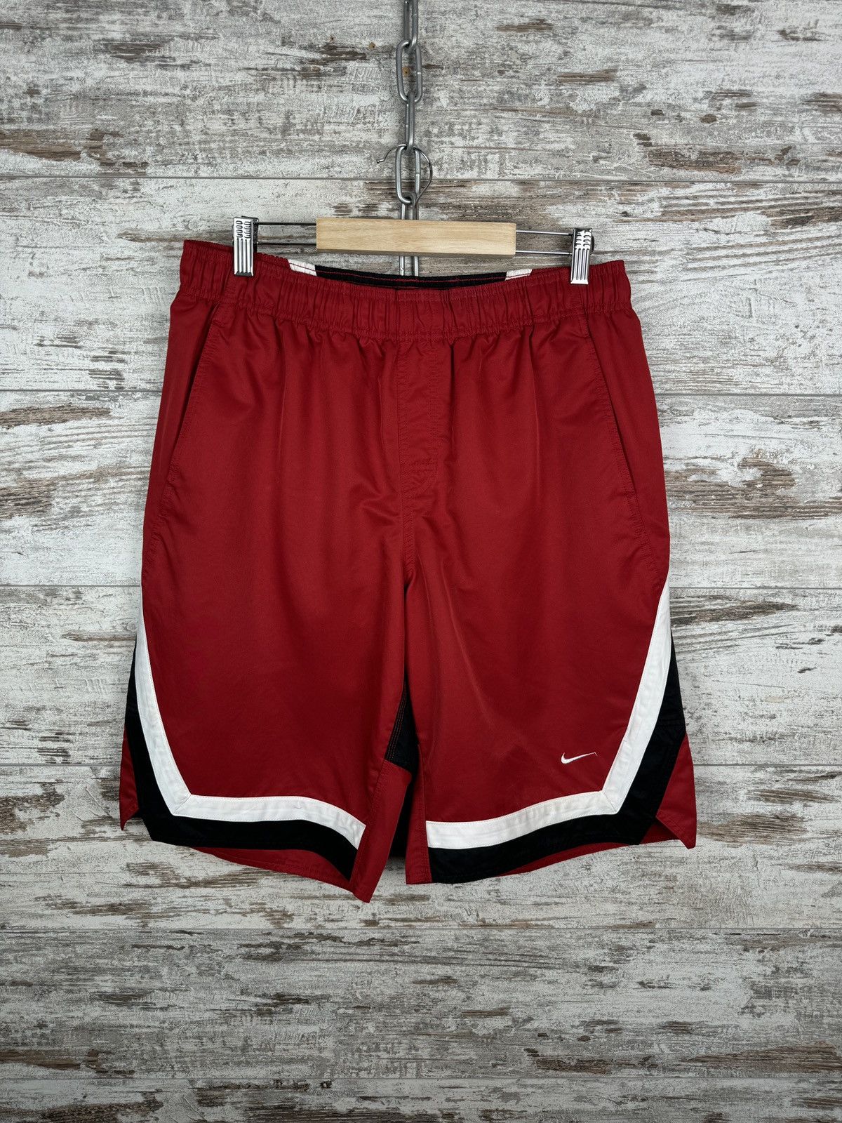 Nike Mens Vintage Nike drill swoosh shorts rare y2k 90s nylon Size US 34 / EU 50 - 1 Thumbnail