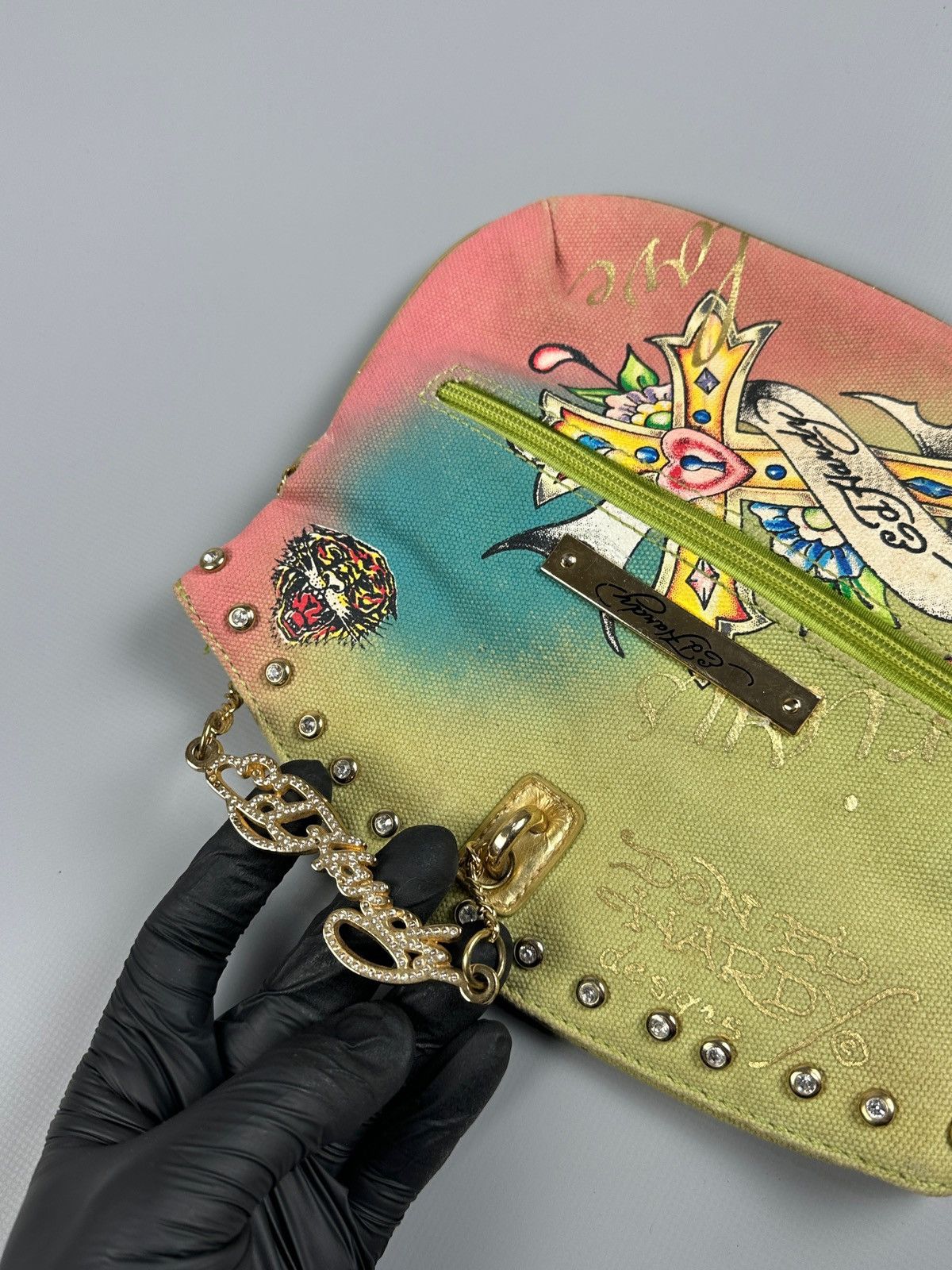 Ed Hardy Vintage Ed Hardy Y2K Tattoo Print Clutch Canvas Bag Size ONE SIZE - 8 Thumbnail
