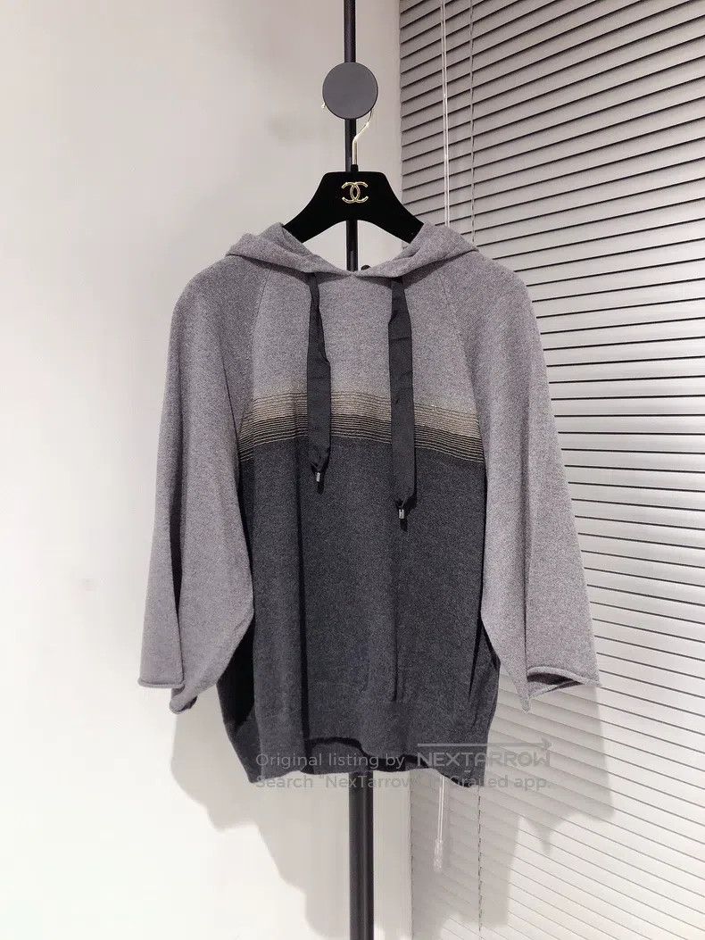 Brunello Cucinelli Brunello Cucinelli Gray and Black Colorblock Hooded Cashme Size XXS / US 00 / IT 34 - 1 Thumbnail
