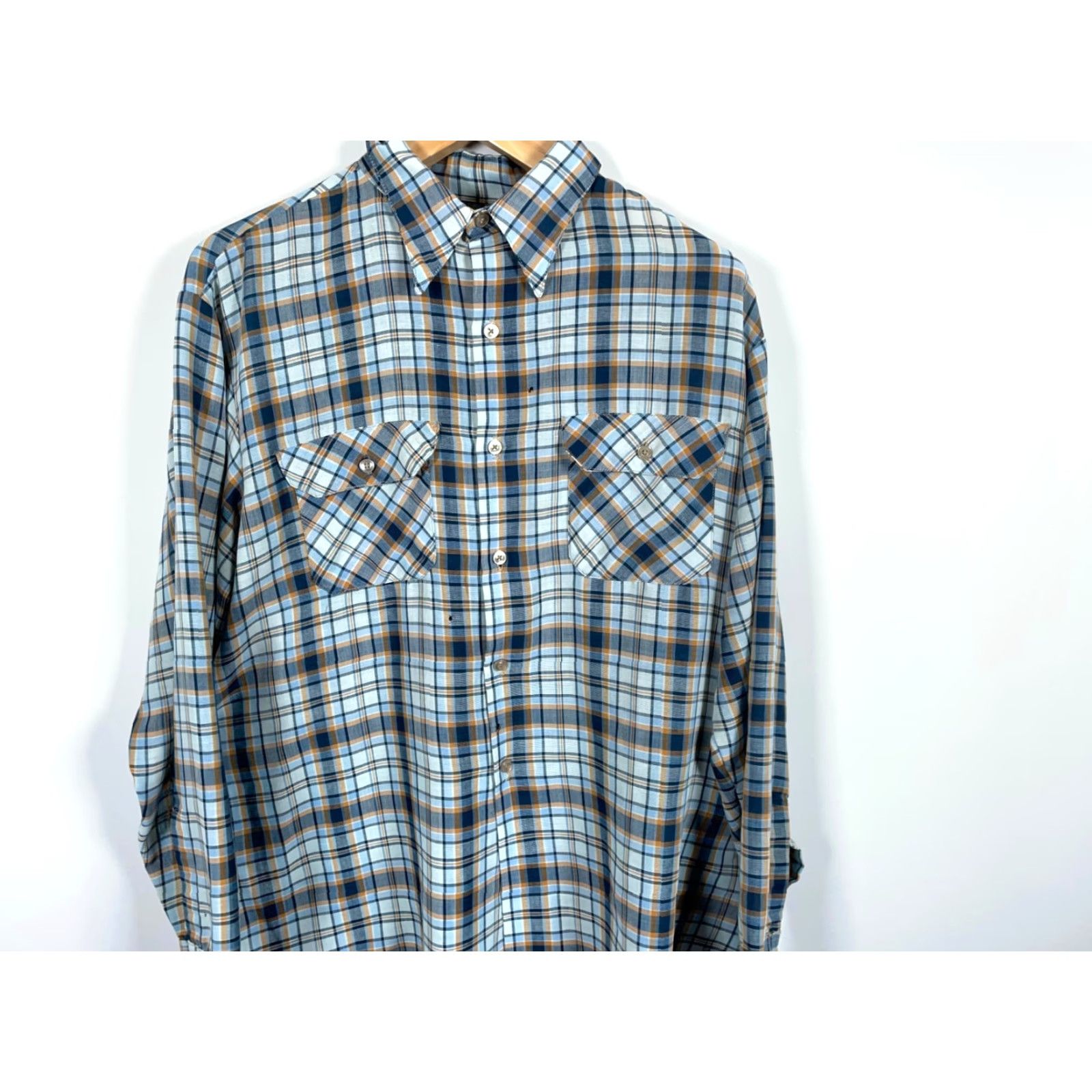 Vintage VINTAGE Big Mac Shirt Plaid Flannel Lightweight 70s 80s Grunge XL Mens Blue Yellow Cotton Polyester Blend Button-Up Size US XL / EU 56 / 4 - 4 Thumbnail