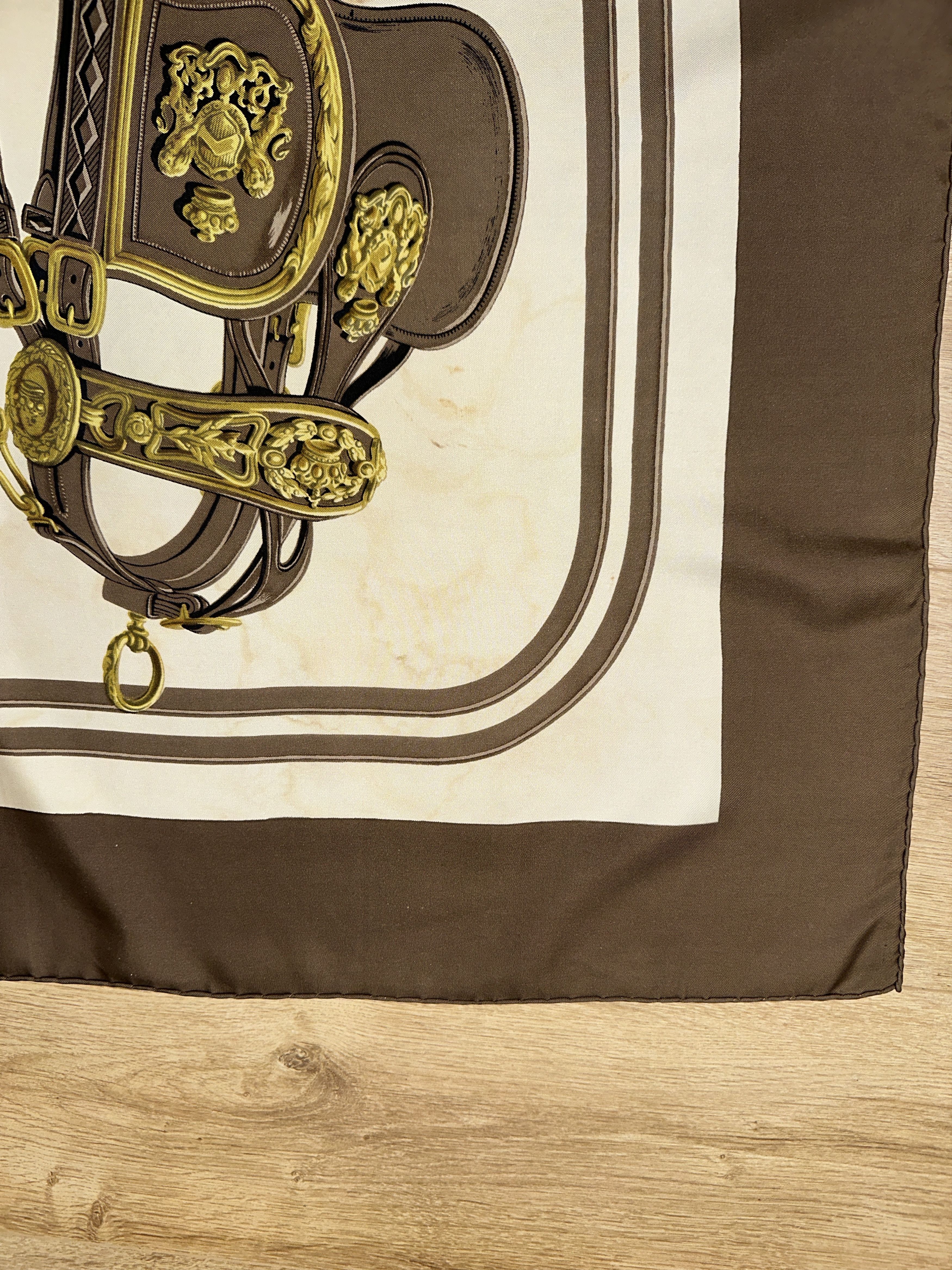 Hermes Hermès Brides de Gala Silk Scarf 90cm Brown Gold France Size ONE SIZE - 4 Thumbnail