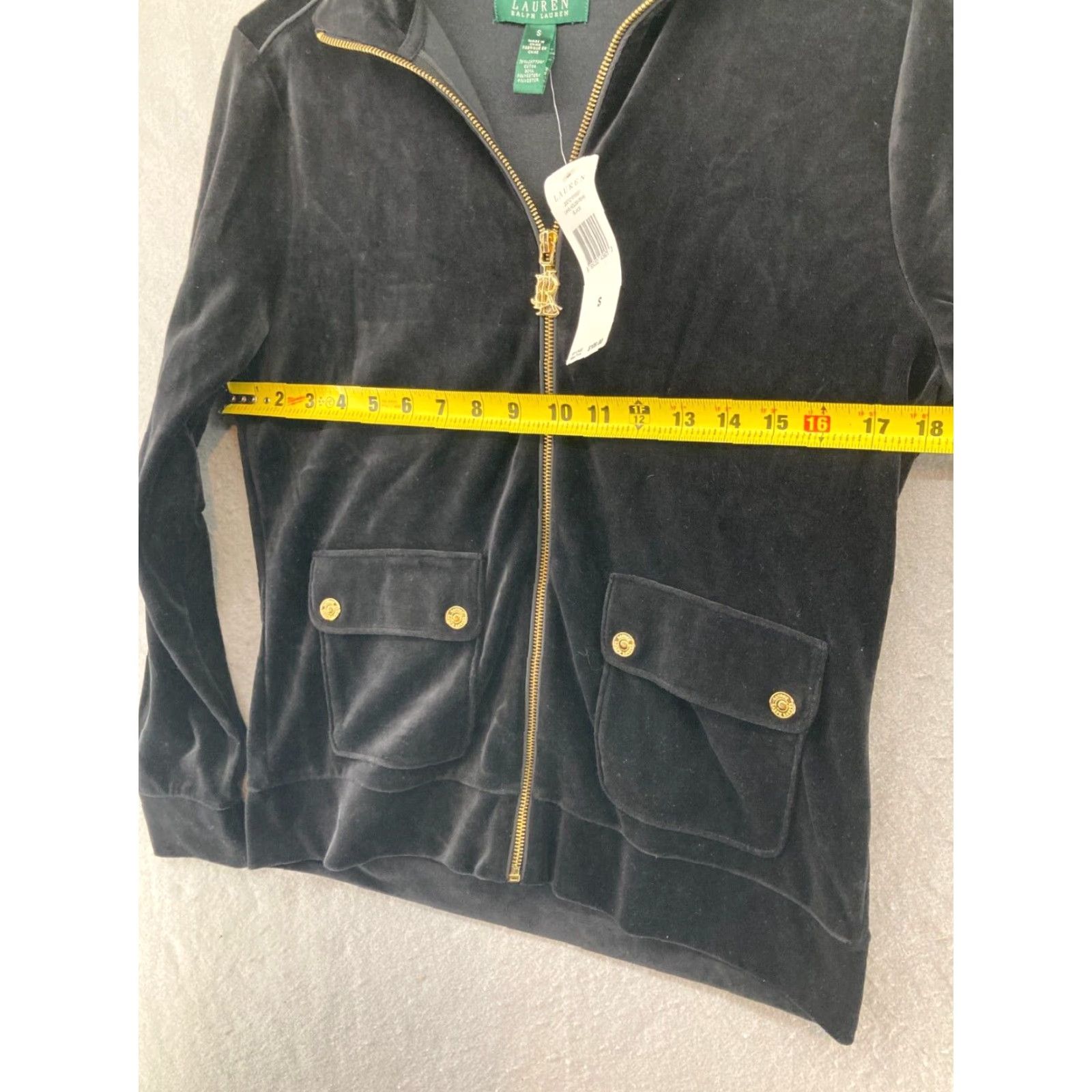 Ralph Lauren VINTAGE Lauren Ralph Lauren Full Zip Velvet Velour Jacket Womens Petite S Black Crest Size S / US 4 / IT 40 - 2 Thumbnail