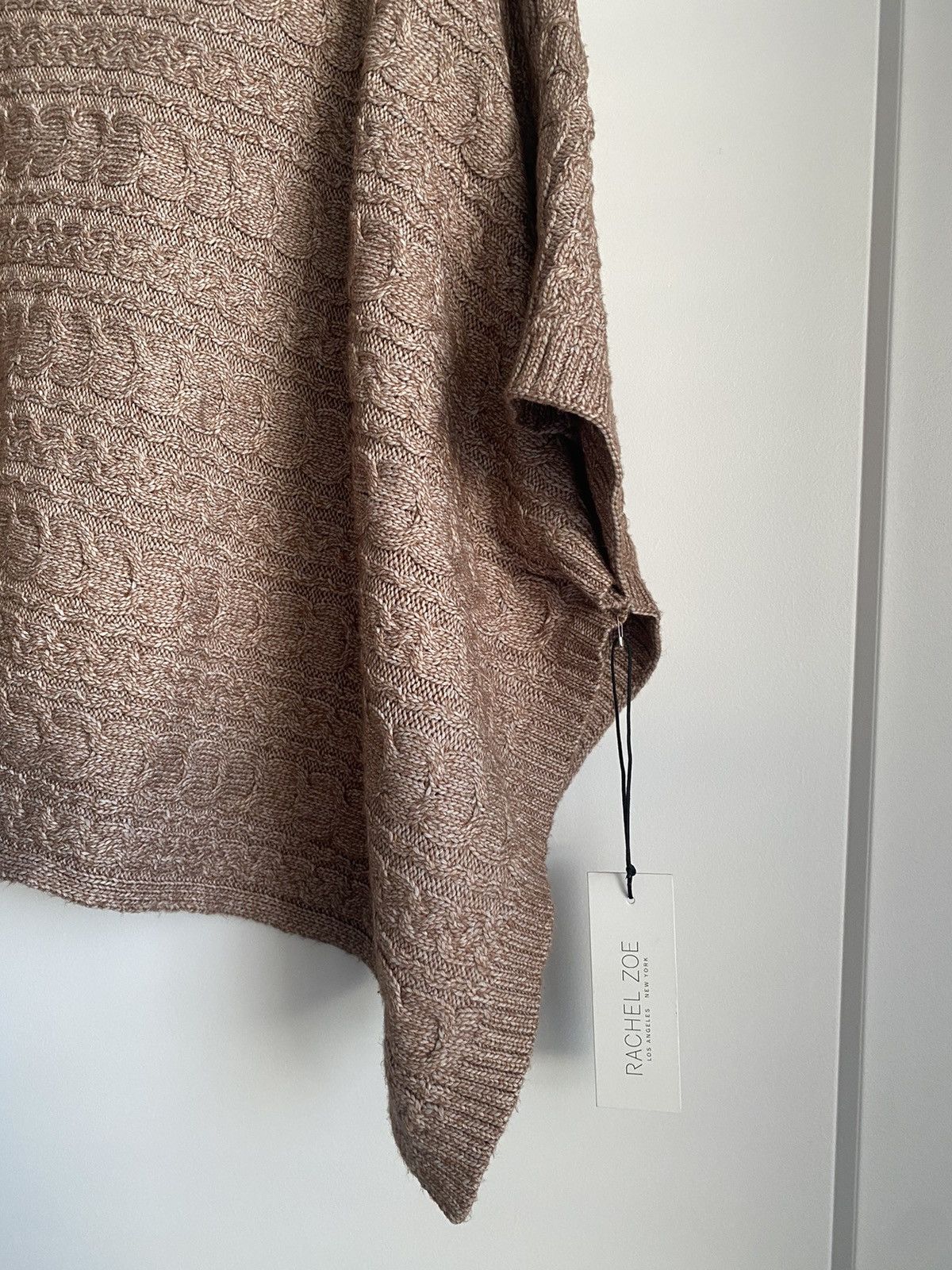 Rachel Zoe Rachel Zoe Women's Tan Cream Knit Turtle Neck Poncho - NWT Size ONE SIZE - 5 Thumbnail