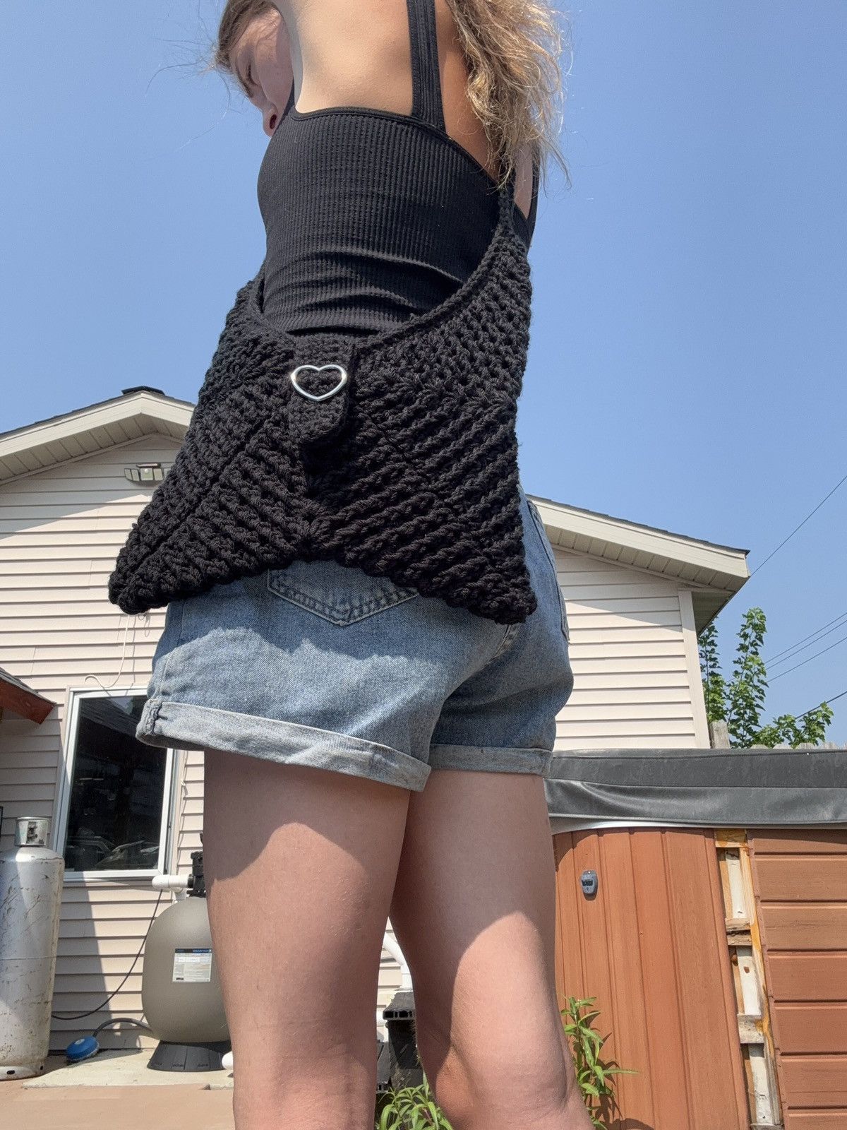 Handmade Crochet Original Black Purse Size ONE SIZE - 5 Thumbnail