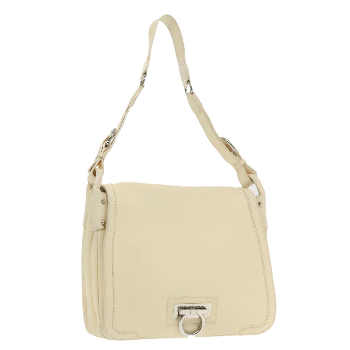 Salvatore Ferragamo Gancini Shoulder Bag Leather Beige