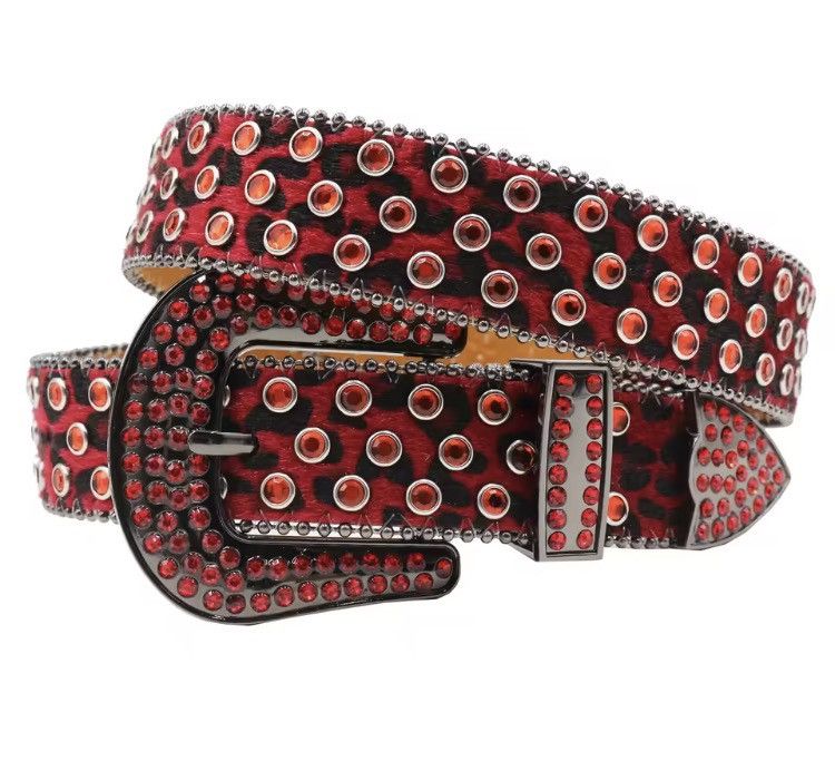 Japanese Brand Y2K Rhinestone PU Leather Belt - 115 cm Size ONE SIZE - 1 Thumbnail