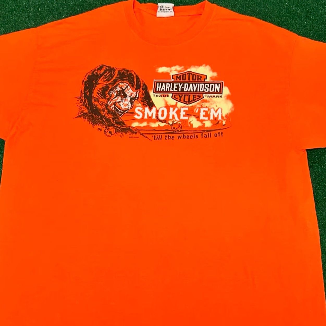 Harley Davidson VINTAGE Harley-Davidson Shirt Mens 2XL Orange Flame Joker Biker Montana Y2K 2015 90s Grunge Punk Motorcycle Logo VINTAGE (Note: duplication avoided) Size US XXL / EU 58 / 5 - 4 Thumbnail