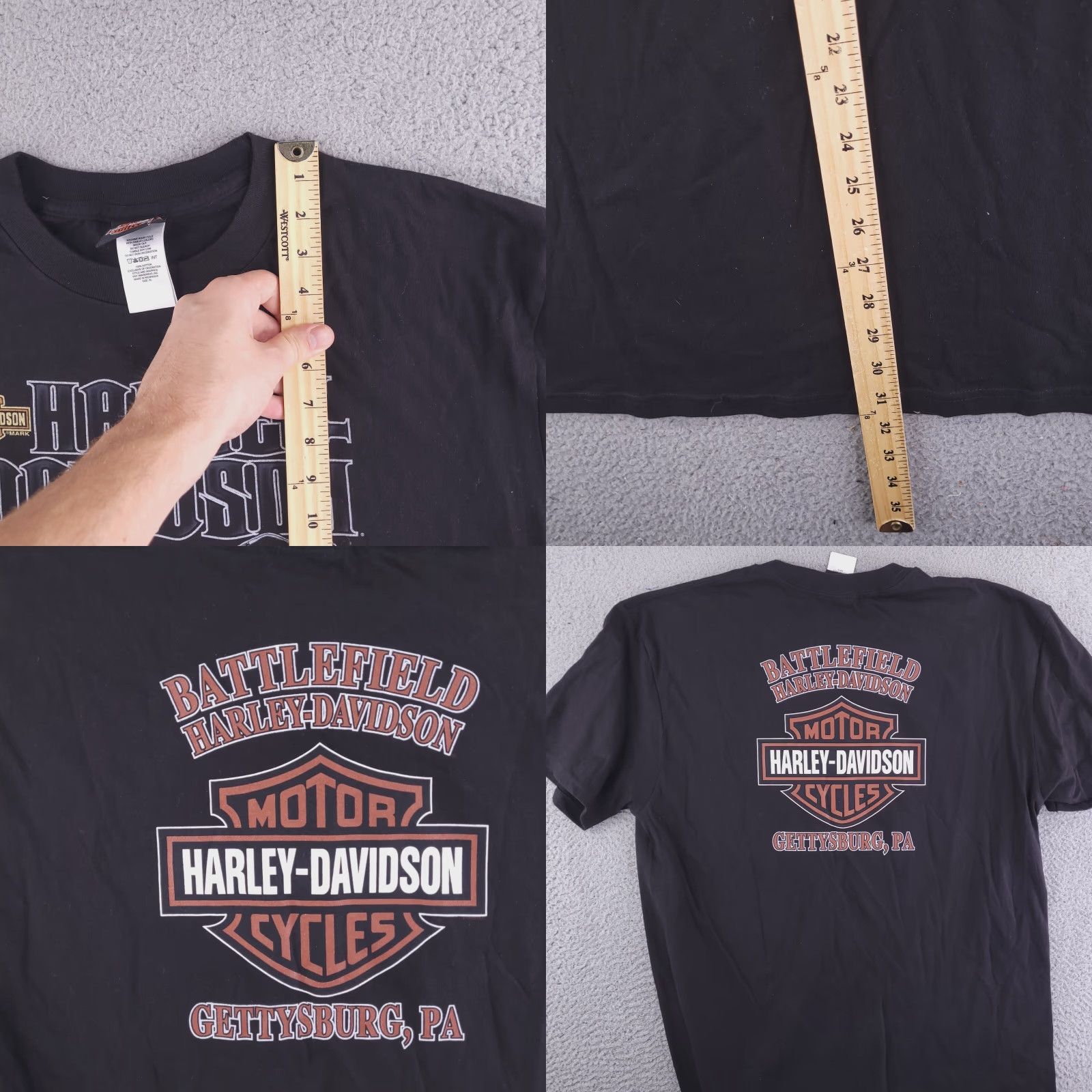 Harley Davidson VINTAGE Harley-Davidson Shirt Mens XL Crewneck Gettysburg Battlefield Black Short Sleeve Size US XL / EU 56 / 4 - 8 Thumbnail