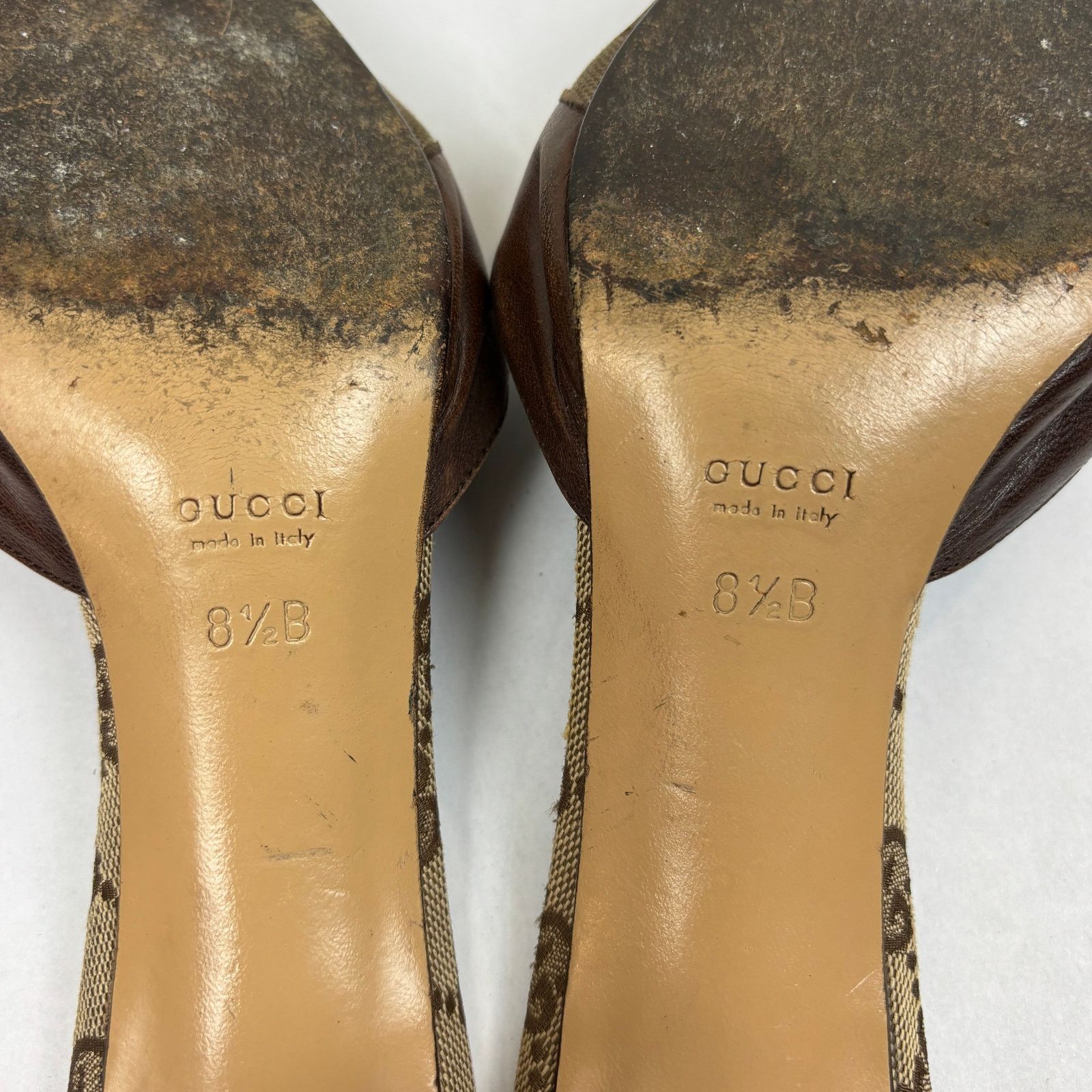 Gucci × Vintage VTG Gucci Monogram Cut Out Kitten Heels Mules Women's 8.5B Size US 8.5 / IT 38.5 - 9 Thumbnail