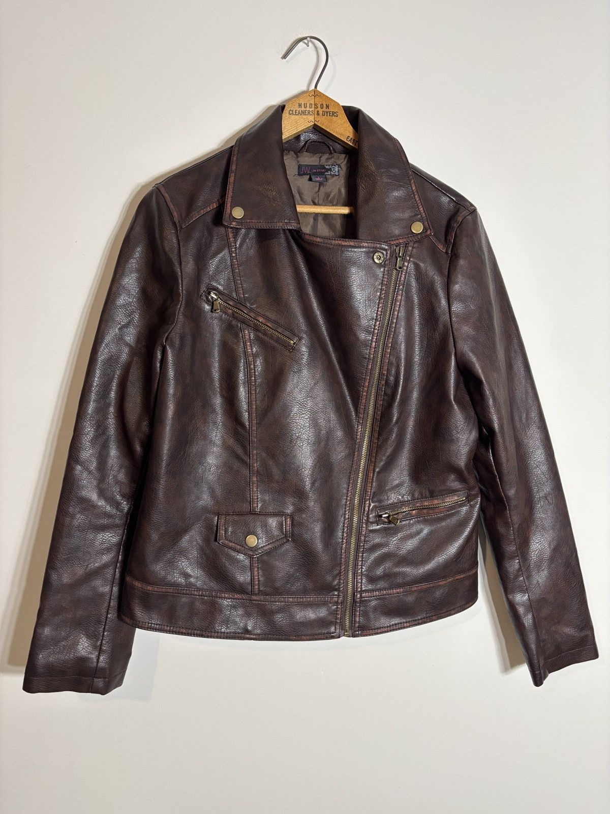 Other Vtg JW Style Brown Vegan Leather Motorcycle Jacket Women’s L Size L / US 10 / IT 46 - 1 Thumbnail