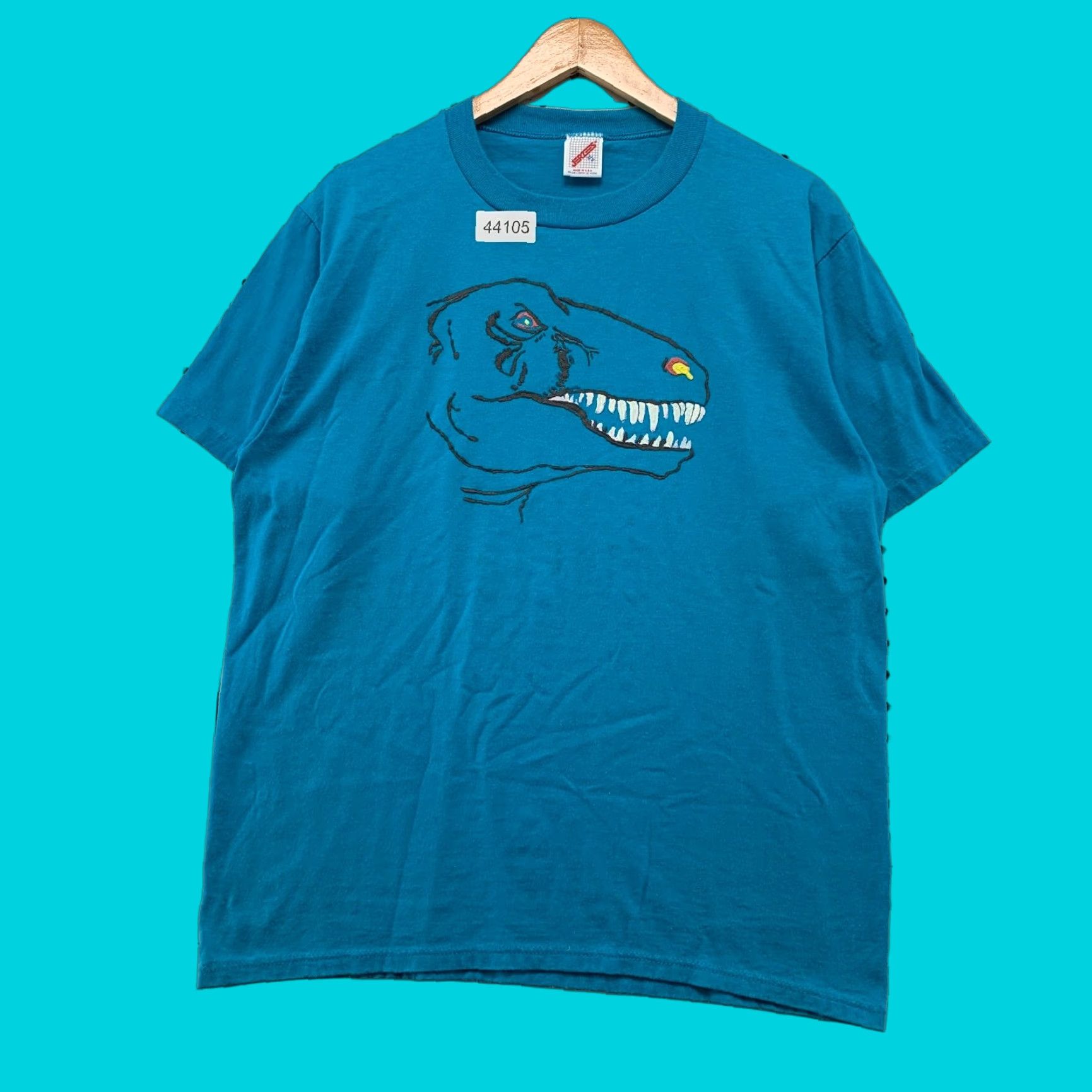 Jerzees VINTAGE 90s Dinosaur Contemporary Museum Art Shirt Men XL Blue Mens Size US XL / EU 56 / 4 - 1 Thumbnail