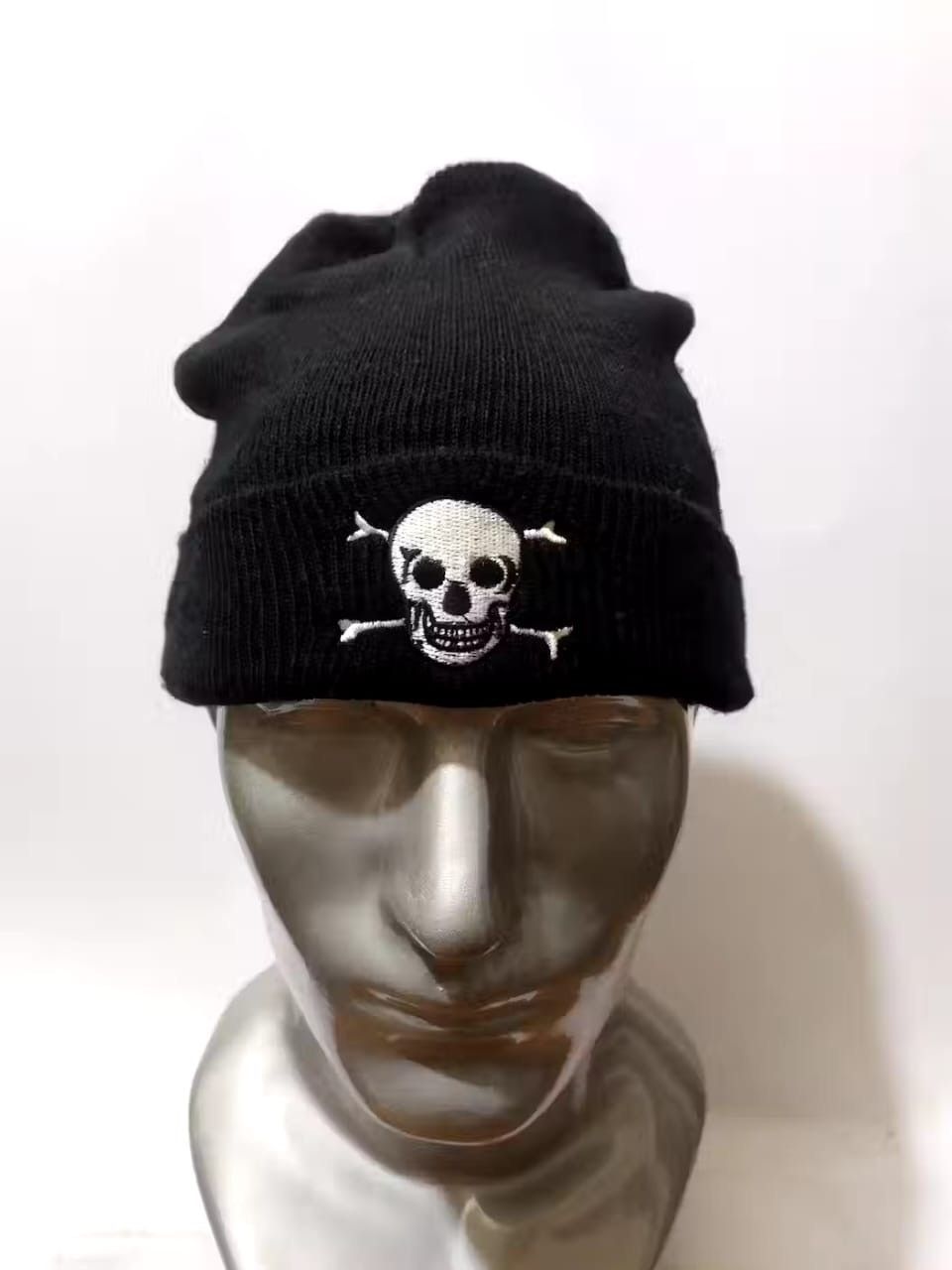 image of Avant Garde Skull Skeleton Embroidery Beanie Punk Bondage Hats in Black, Men's