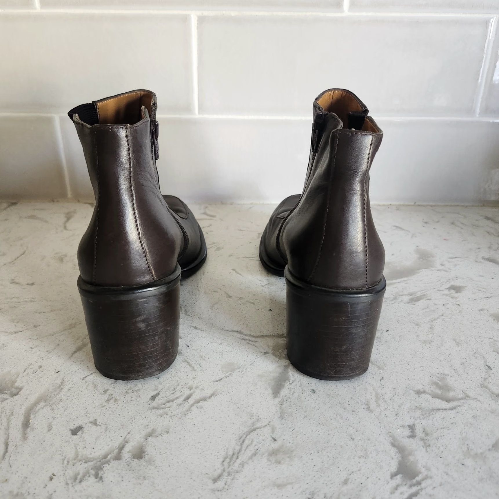 Franco Sarto Franco Sarto Brown Leather Ankle Boots Block Heel 6M Women Boots Size US 6 / IT 36 - 6 Thumbnail