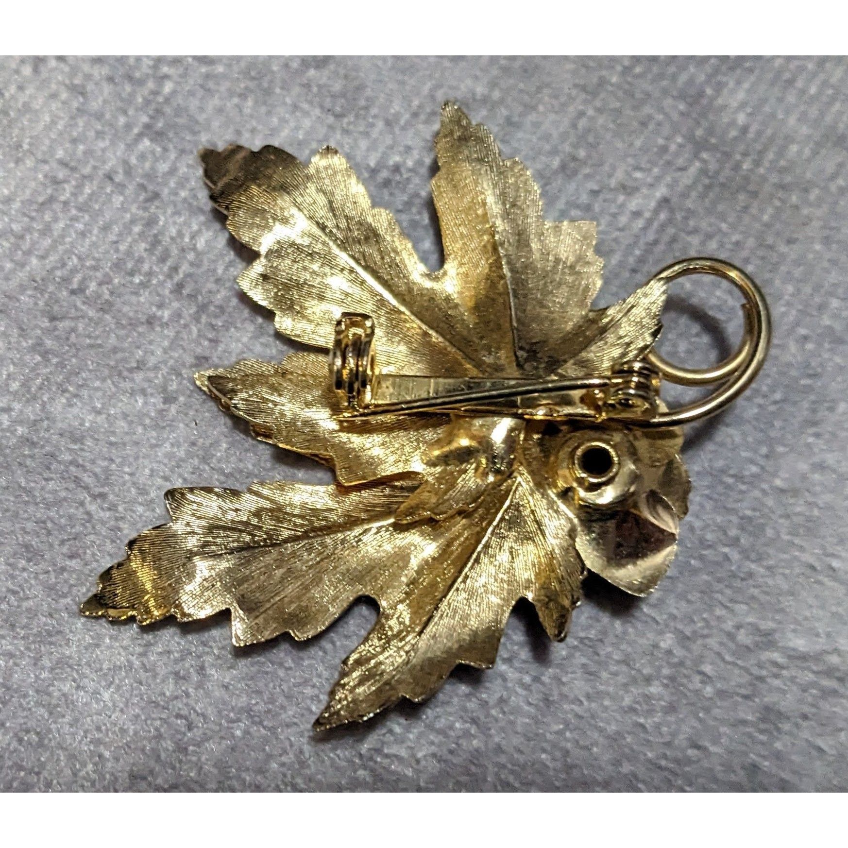 Other Vintage Gold Tone Leaf And Rose Textured Brooch Size ONE SIZE - 6 Thumbnail