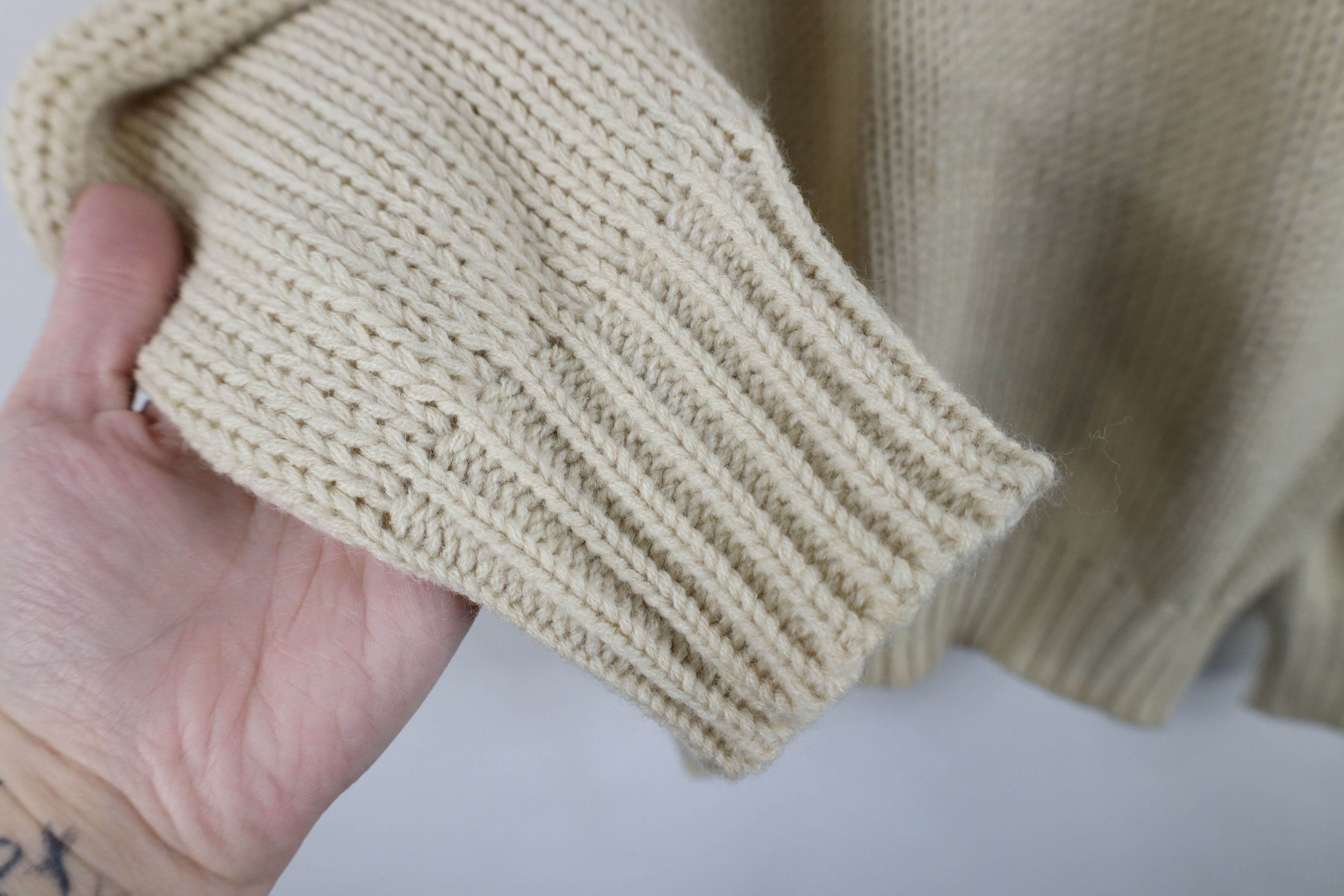 Vintage Deadstock Vintage 70s Streetwear Chunky Knit Sweater Beige Size M / US 6-8 / IT 42-44 - 7 Thumbnail