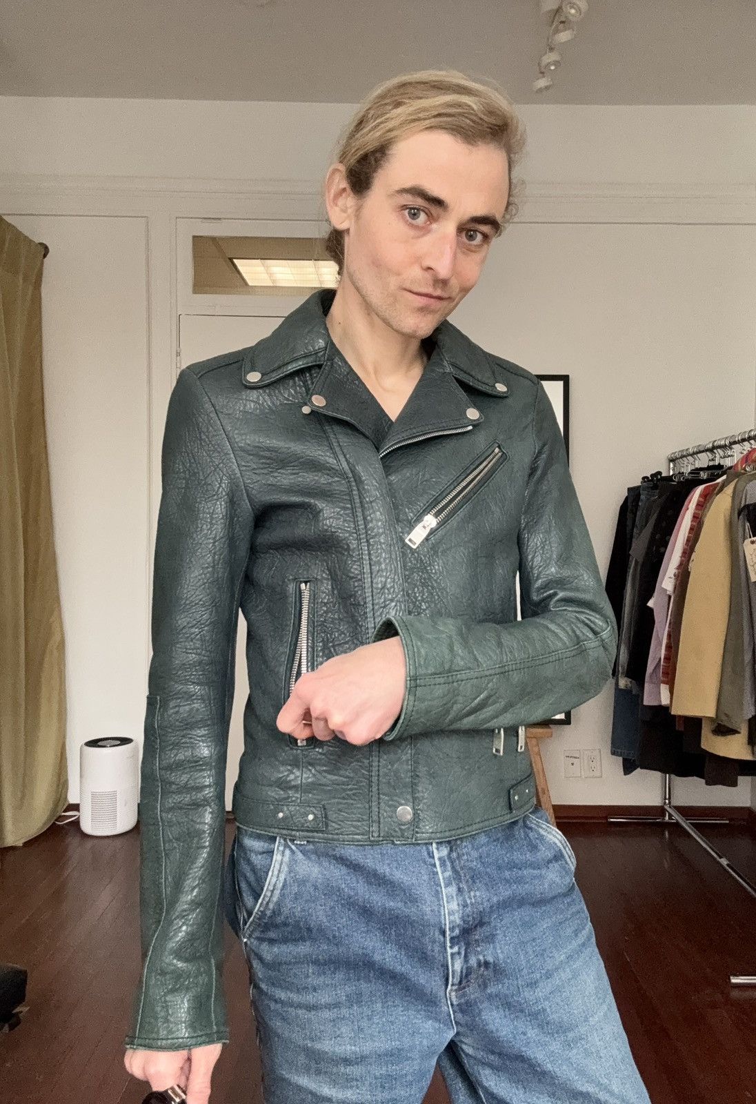 Balenciaga Balenciaga AW2014 Green Lamb Leather Biker Jacket Size US S / EU 44-46 / 1 - 20 Thumbnail