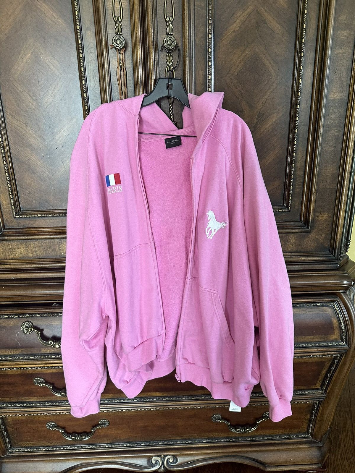 Pre-owned Balenciaga Polo Zip Up In Pink