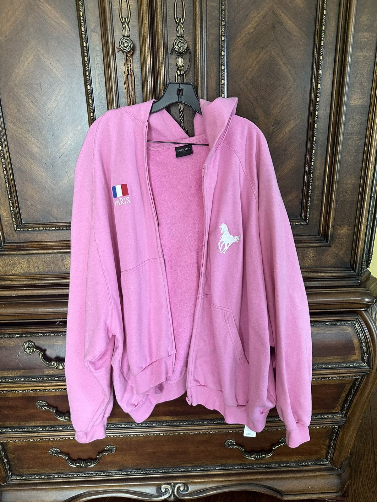 image of Balenciaga Polo Zip Up in Pink, Men's (Size Large)