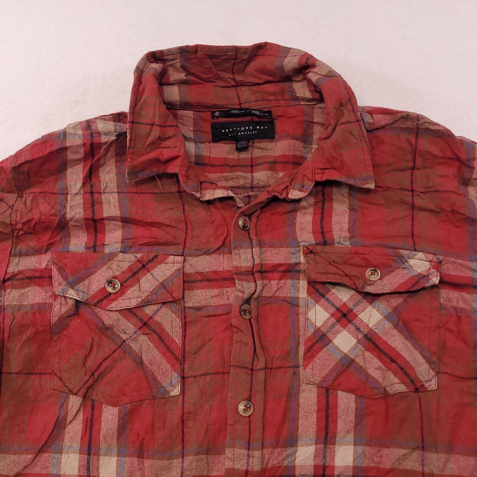 21 Men Twenty One Men Tartan Flannel Shirt Mens Size Large L Red Size US L / EU 52-54 / 3 - 1 Thumbnail