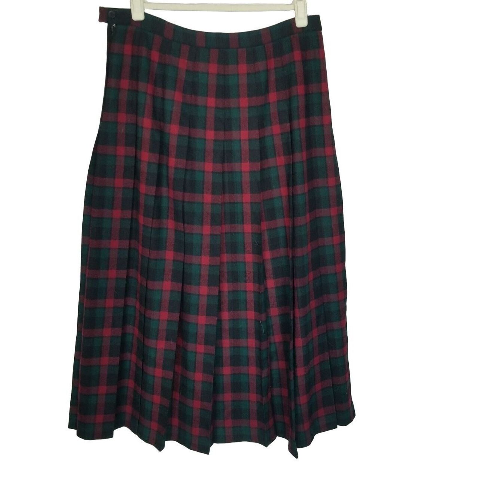 Pendleton Vintage Pendleton Womens Plaid Pleated Wool Midi Skirt 12 Size 34" / US 12 / IT 48 - 7 Thumbnail