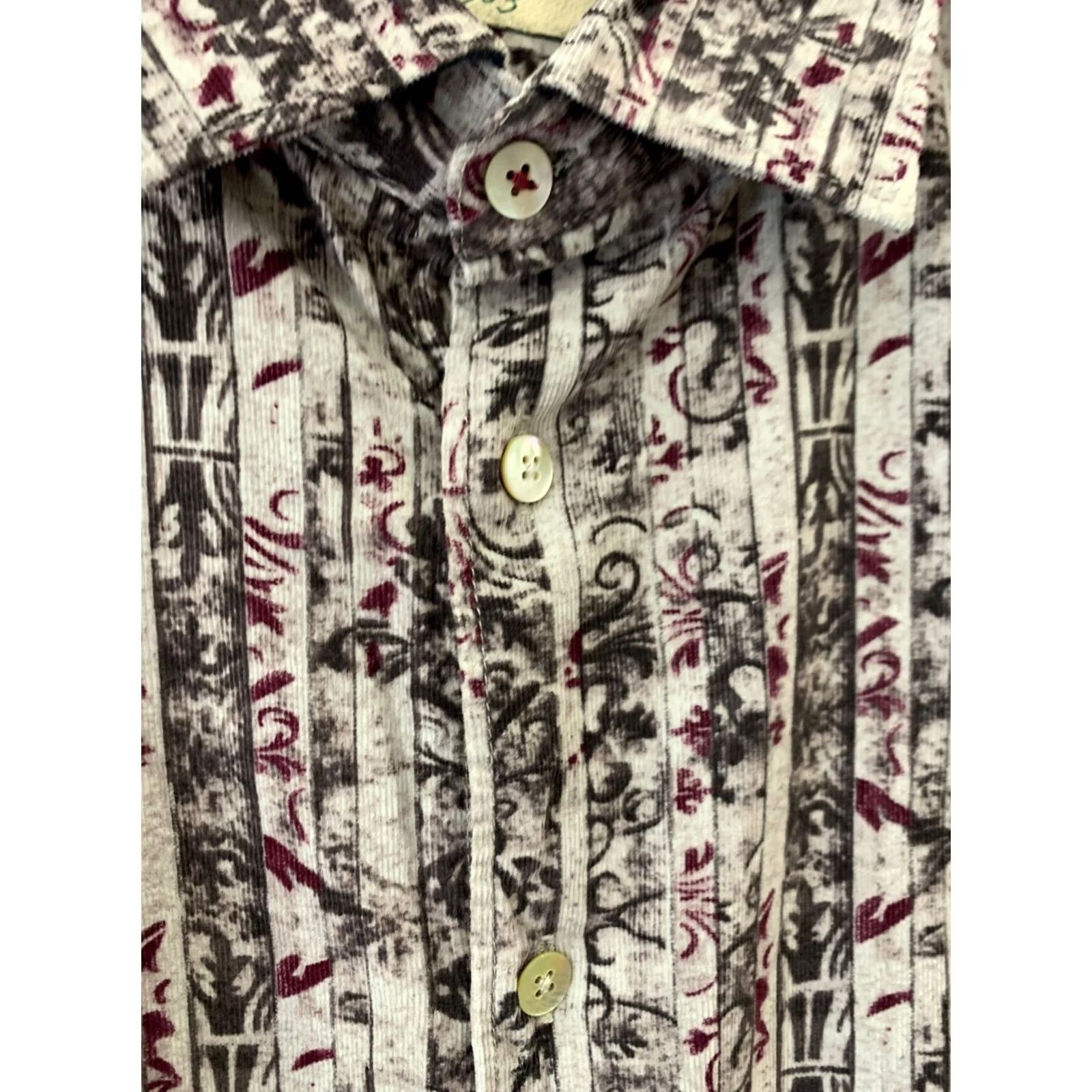 Vintage VINTAGE Alley Docks 963 Men’s L Corduroy Button-Down Shirt Paisley Floral Gray (C18) Size US L / EU 52-54 / 3 - 7 Thumbnail