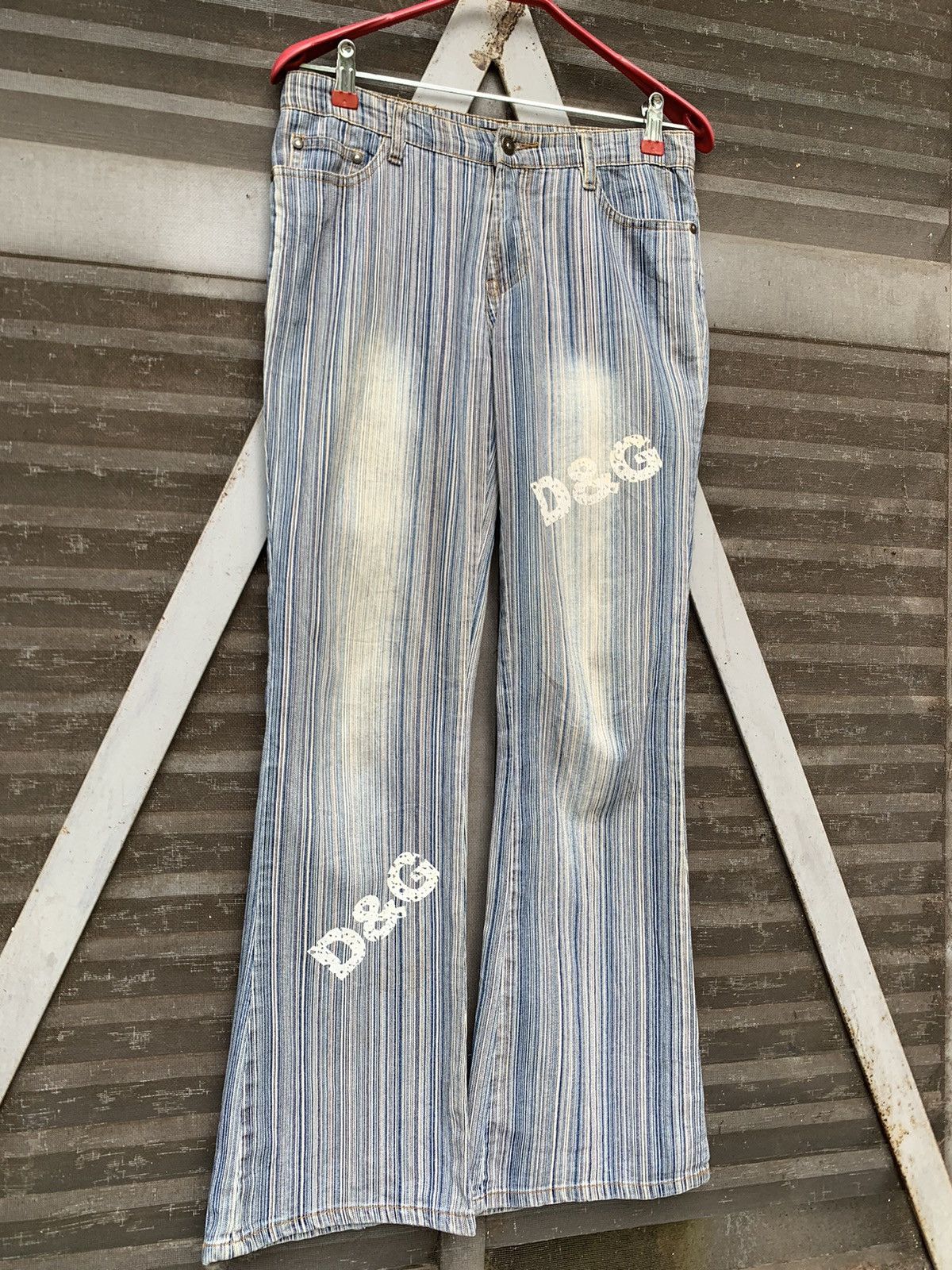 Dolce & Gabbana 👹Vintage DOLCE & GABBANA STRIPED FLAIR JEANS MADE IN ITALY Size US 30 / EU 46 - 13 Thumbnail