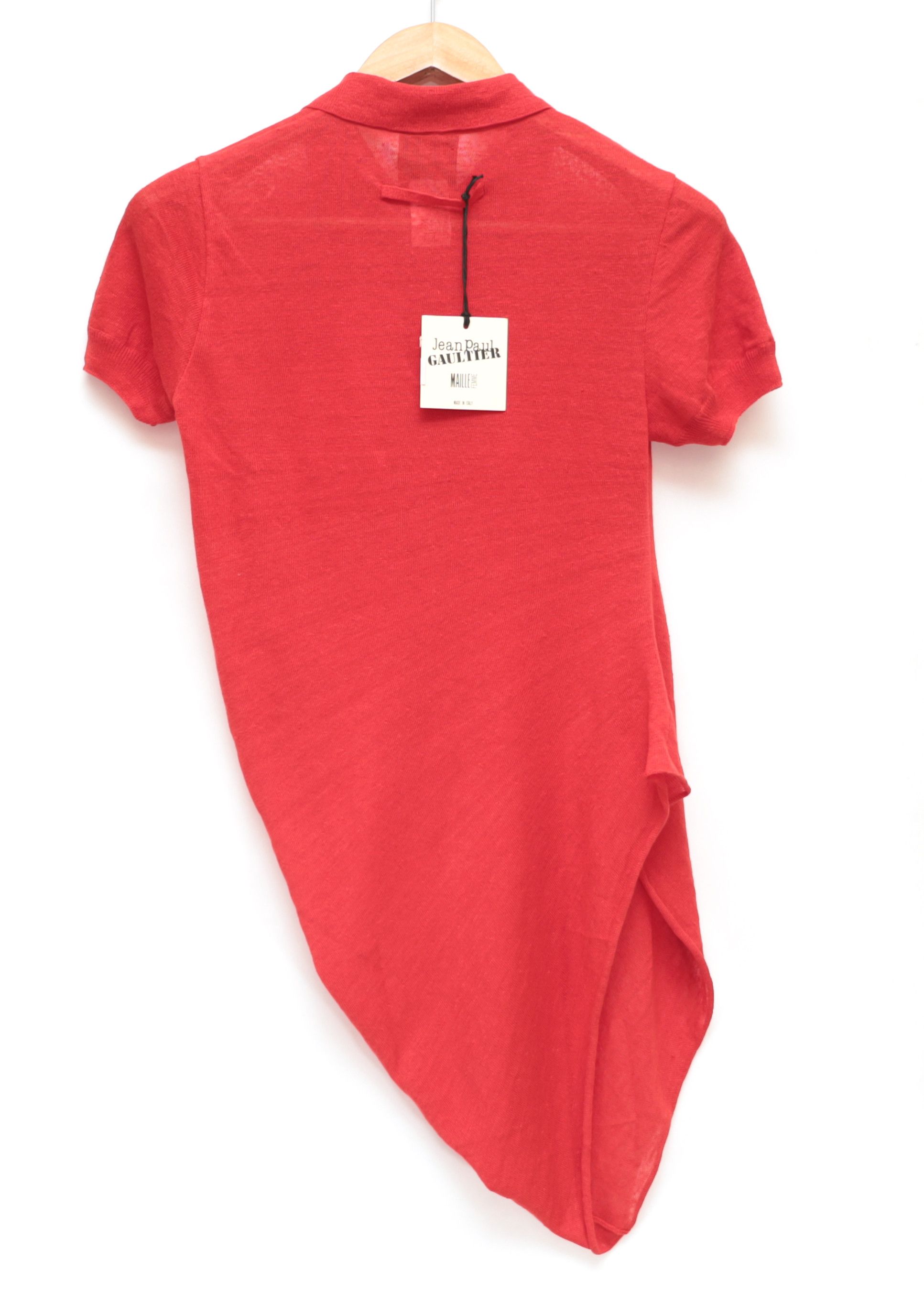 Jean Paul Gaultier NWT Jean Paul Gaultier Asymmetrical Polo Shirt Red Linen M Size M / US 6-8 / IT 42-44 - 2 Thumbnail