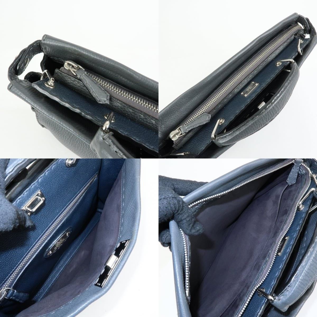 Fendi Fendi Selleria Peekaboo Calfskin Top Handle Bag Gray Size ONE SIZE - 7 Thumbnail