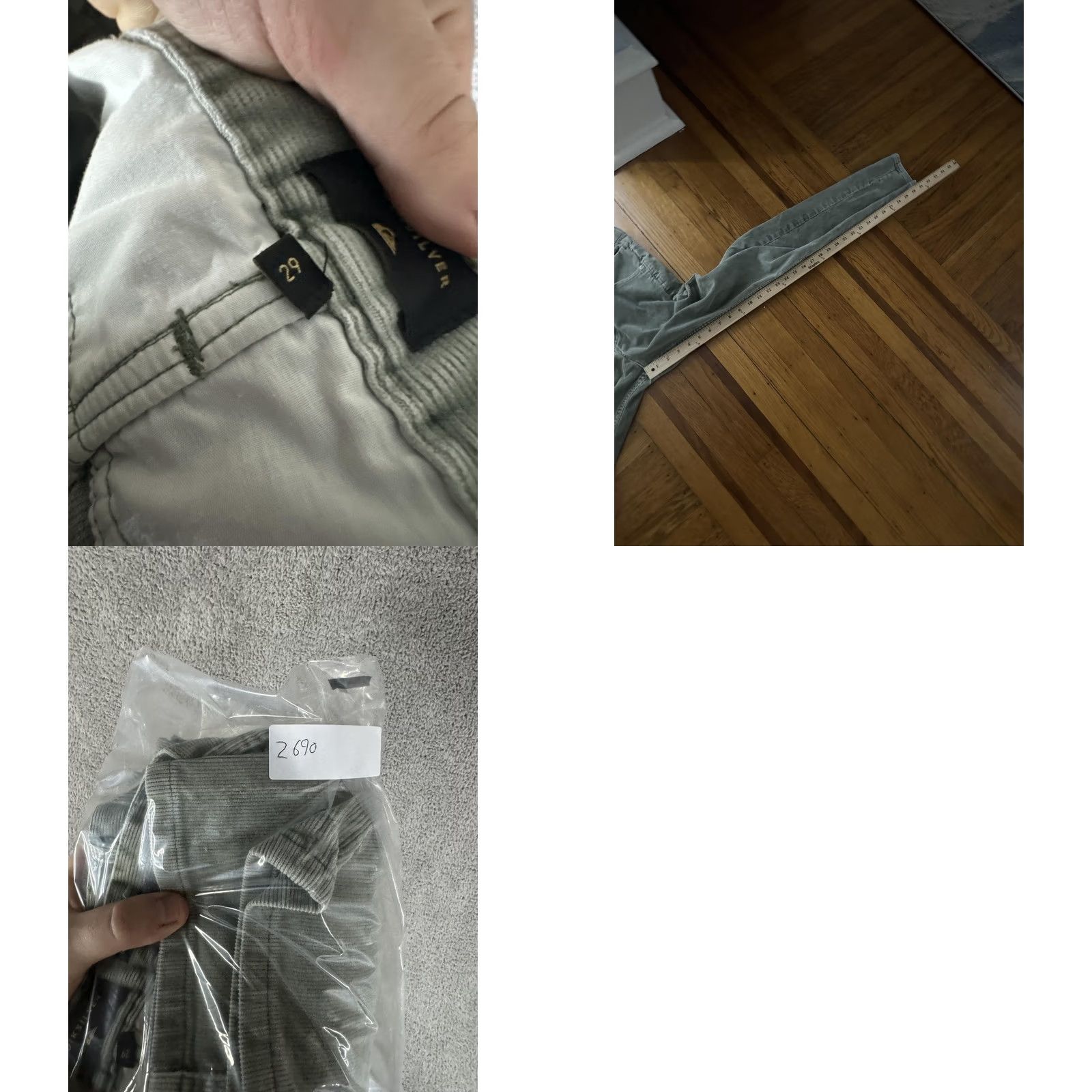Quiksilver Quiksilver Pants Mens 29 Green Corduroy Straight Tapered Five-Pocket Casual Slim Fit 30in Inseam Mens Size US 29 - 10 Thumbnail