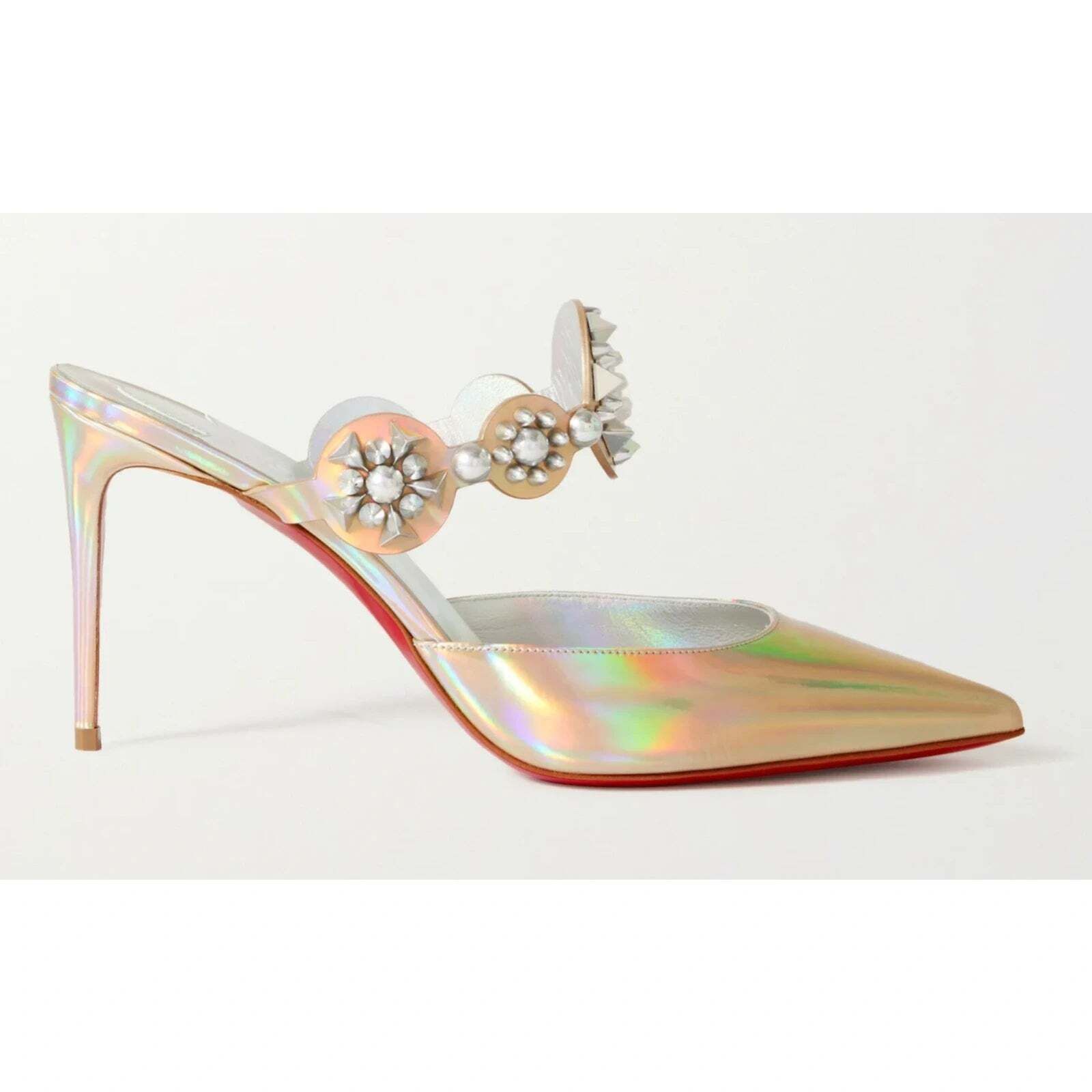 Christian Louboutin Miss Goldora 85 Gold AB Backless Sandal Mule Heel Pump 36 Size US 6 / IT 36 - 1 Thumbnail