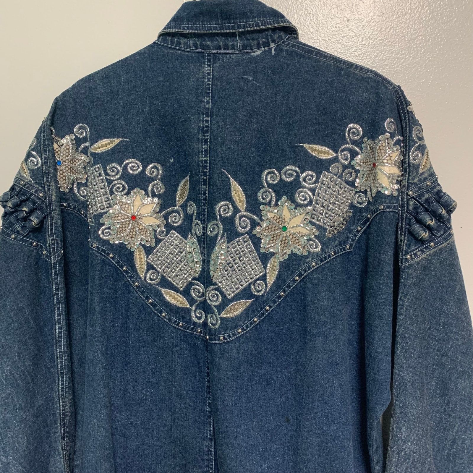 Vintage Nat-Lyn Collection Vintage Denim Sequin Western Duster M Size M / US 6-8 / IT 42-44 - 9 Thumbnail
