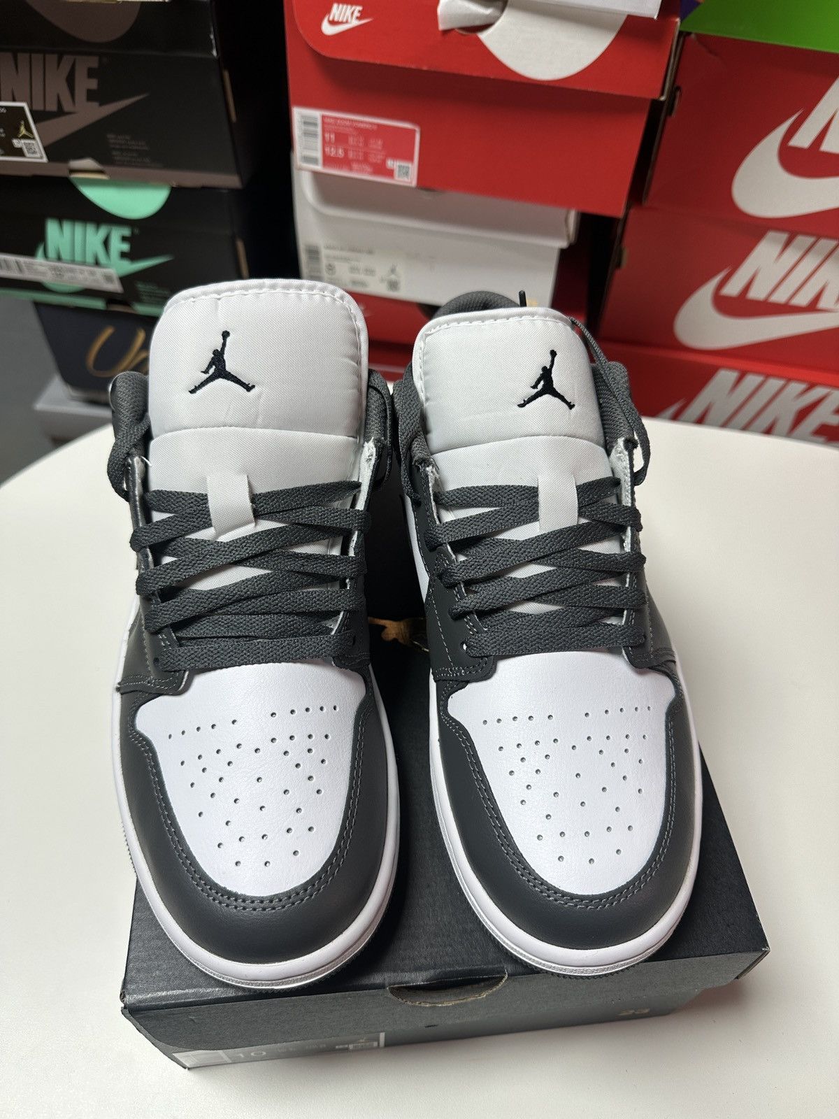 Jordan Brand × Nike *New* Size 10 Men Air Jordan 1 Low White Black Iron Gray Size US 10 / EU 43 - 19 Thumbnail