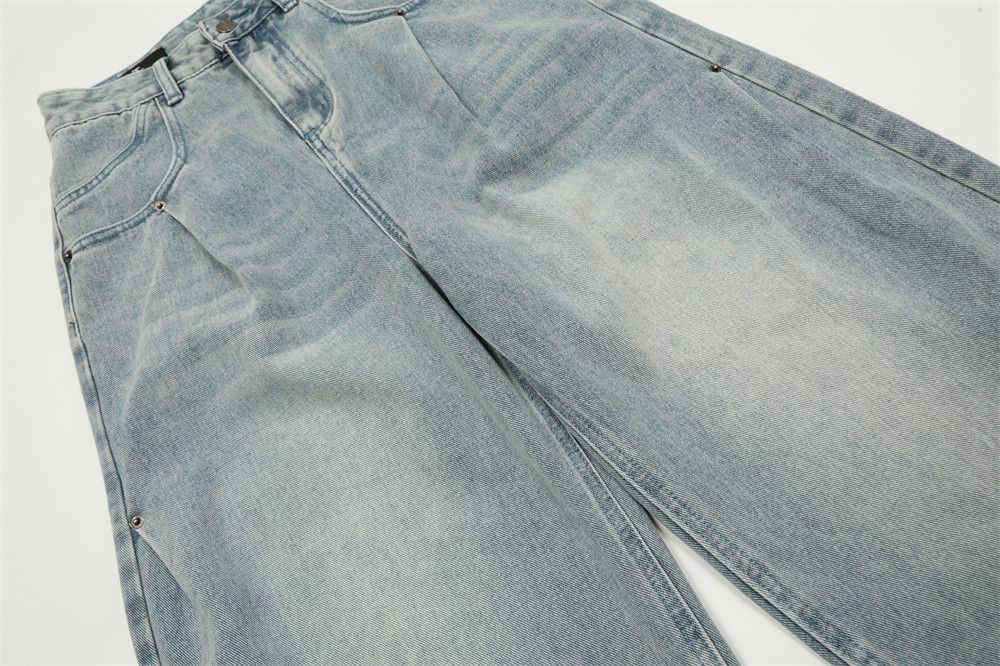 Japanese Brand × Jean Light blue washed pleated oversize trendy jeans for men Size US 32 / EU 48 - 7 Thumbnail