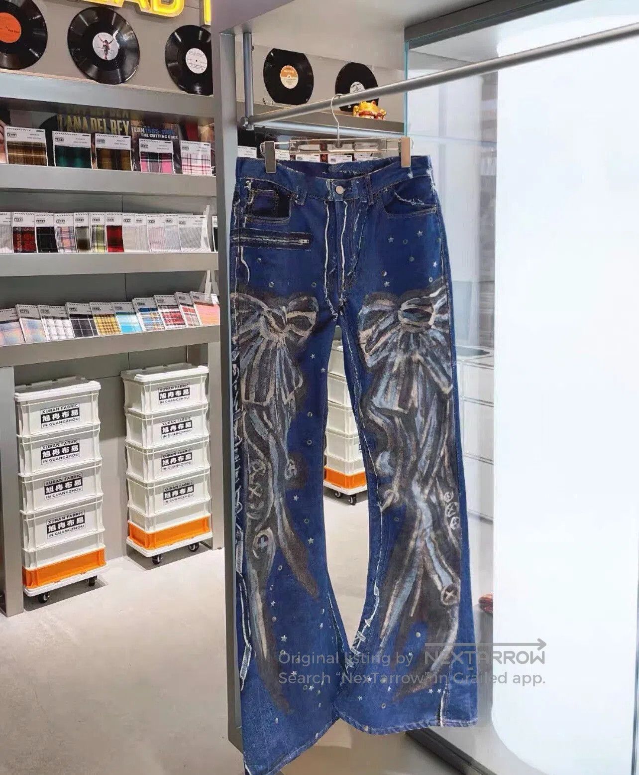 Acne Studios Acne Studios Bow Digital Print Flared Jeans. Size 41" - 3 Thumbnail