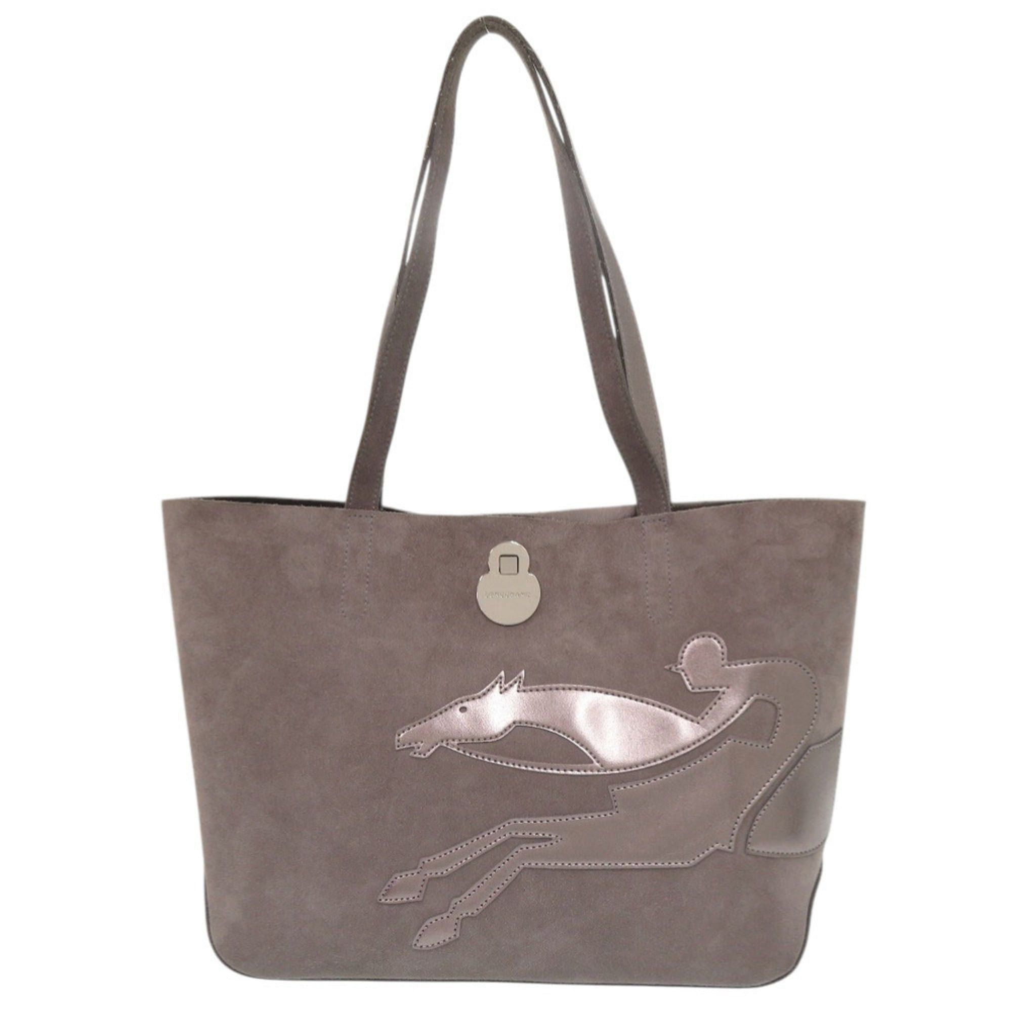 Longchamp Longchamp Shop It Medium Silver Hardware Suede Grey Tote Bag 0003Longchamp Size ONE SIZE - 1 Thumbnail