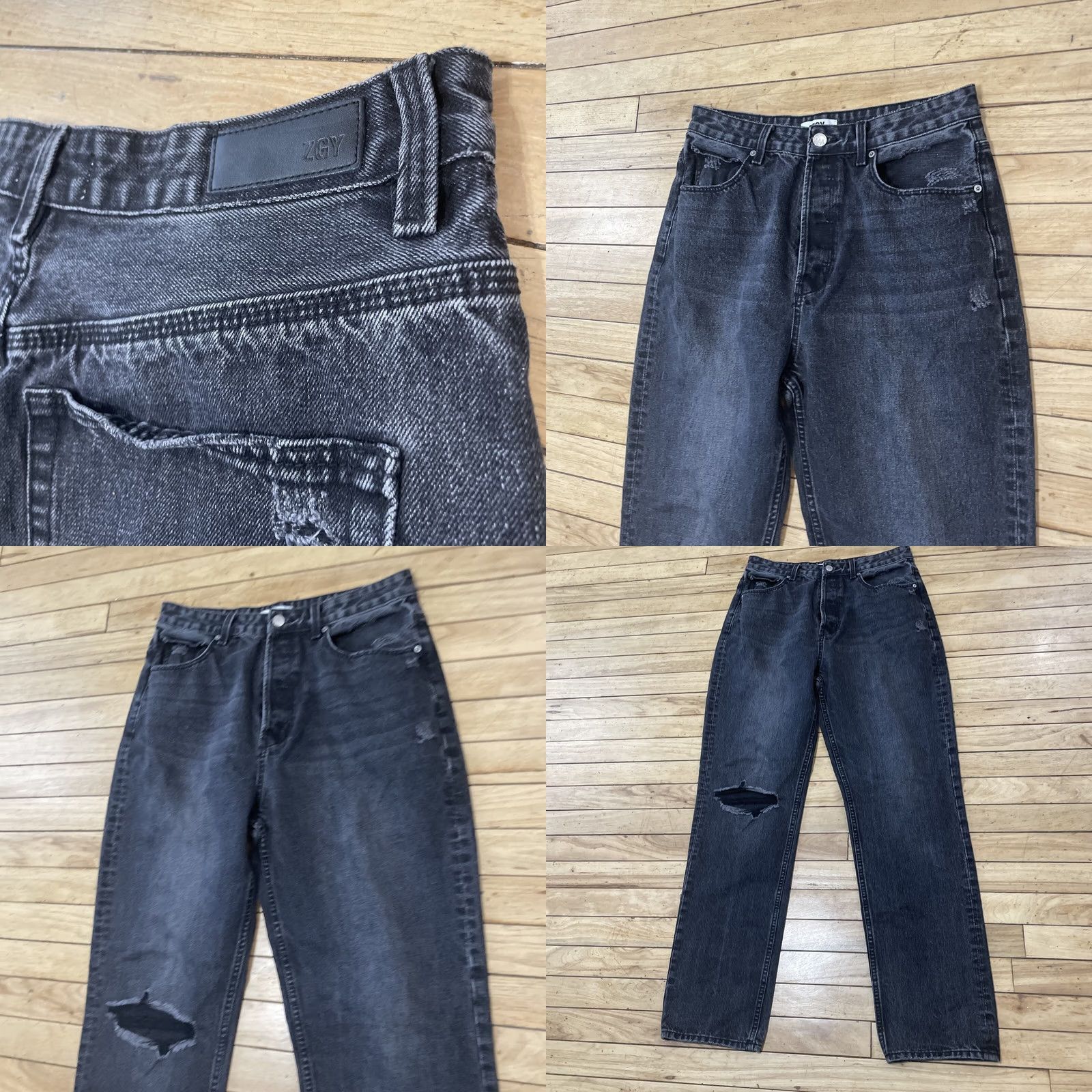 Denime VINTAGE ZGY Denim Adult 30 Hi Rise Relaxed Straight Black Distressed Street Denim 30x30 Size US 30 / EU 46 - 10 Thumbnail