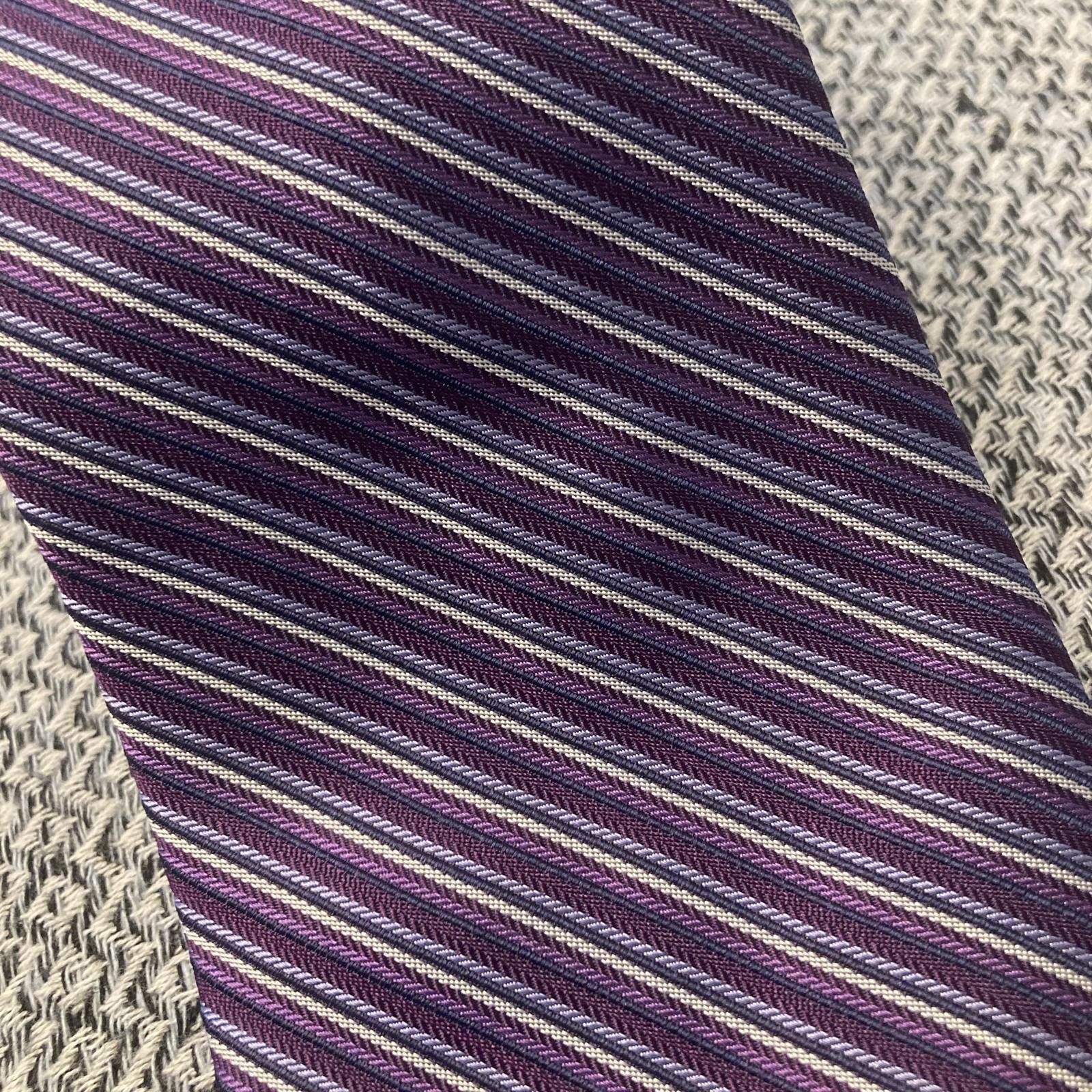 Calvin Klein Calvin Klein Purple Striped Silk Tie 58/3.5 Size ONE SIZE - 2 Thumbnail