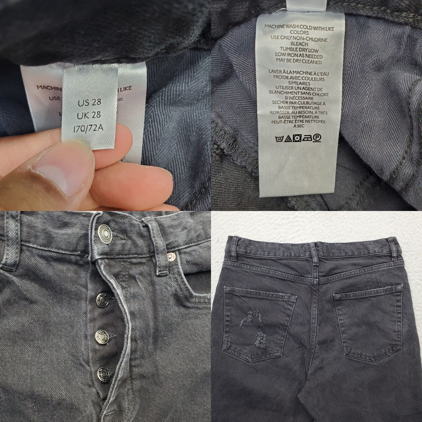 Free People Free People Jeans Women’s 28 Black Denim Straight Leg Button Fly Size 28" / US 6 / IT 42 - 8 Thumbnail