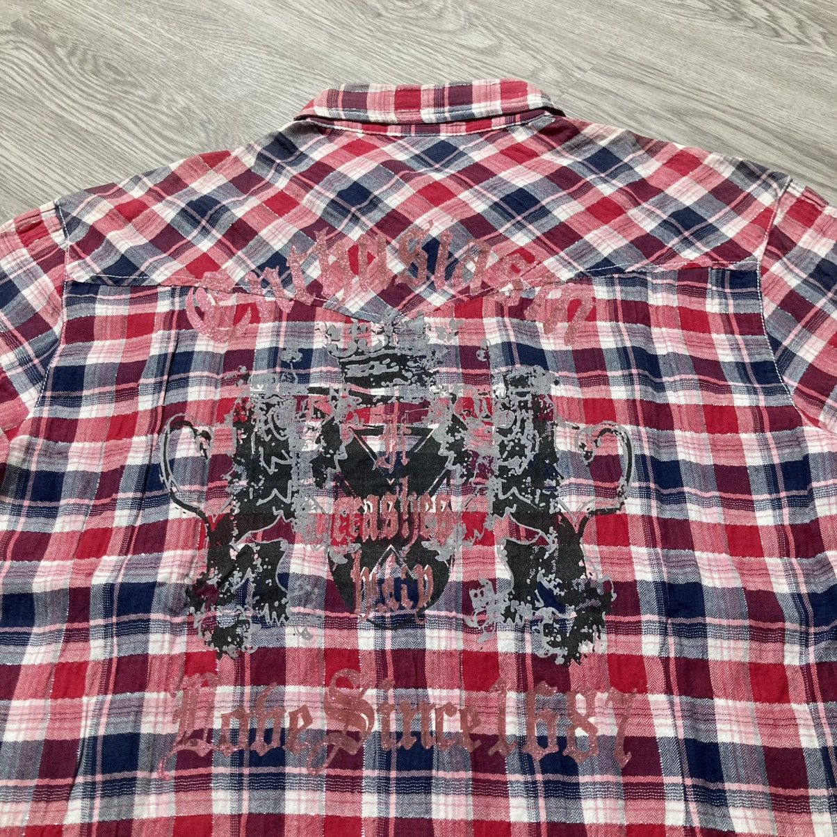 20471120 2000s Corn Flake Poem Logo Western Plaid Shirt Button Up Size US L / EU 52-54 / 3 - 3 Thumbnail