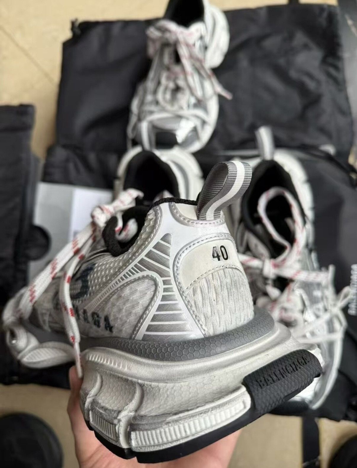 Balenciaga Balenciaga Vintage Patchwork Sneakers, Silver Grey Size US 7 / EU 40 - 2 Thumbnail
