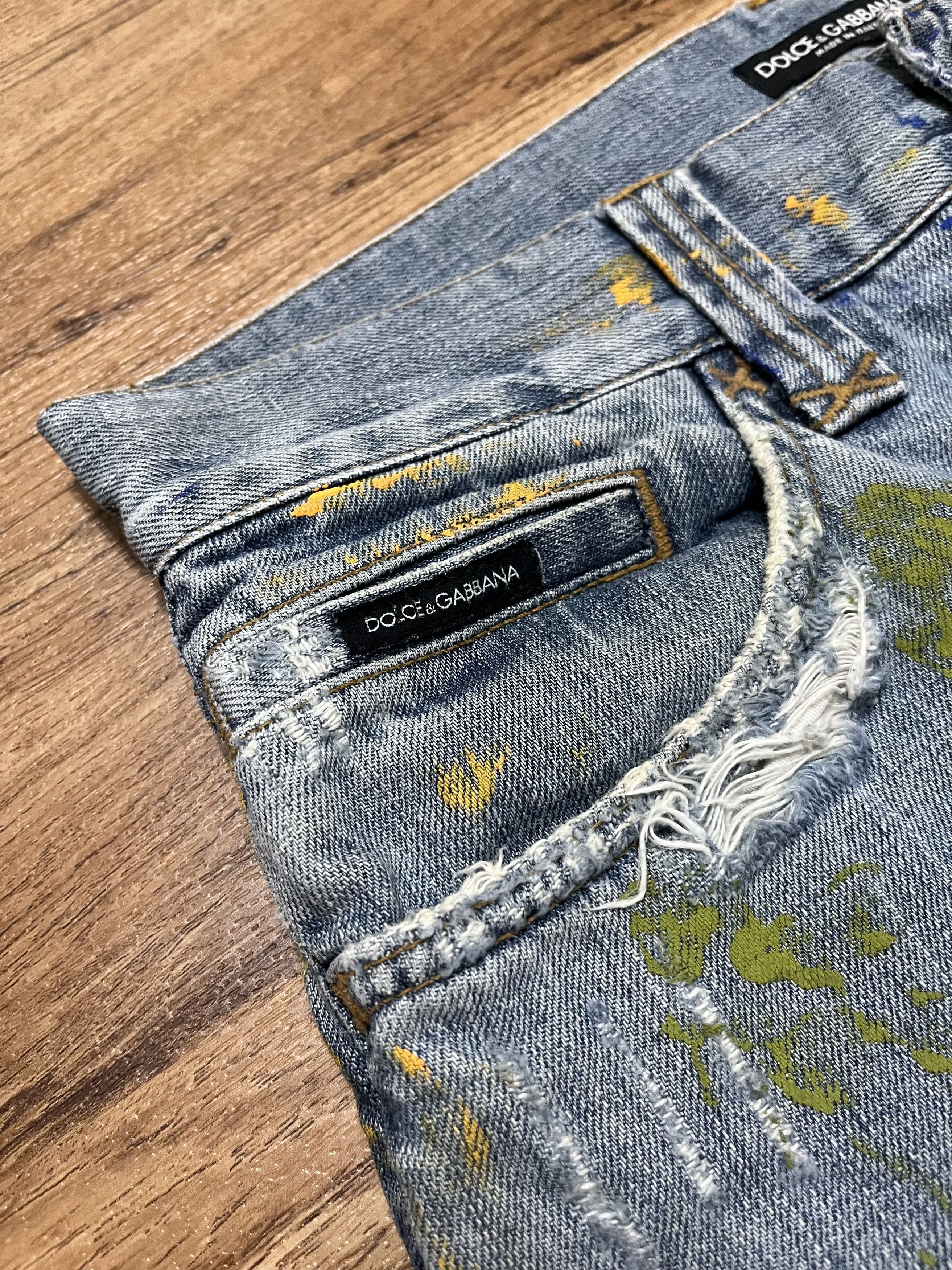 Dolce & Gabbana Dolce & Gabbana "DG" Messy Painted Distressed Jeans Size US 32 / EU 48 - 2 Thumbnail