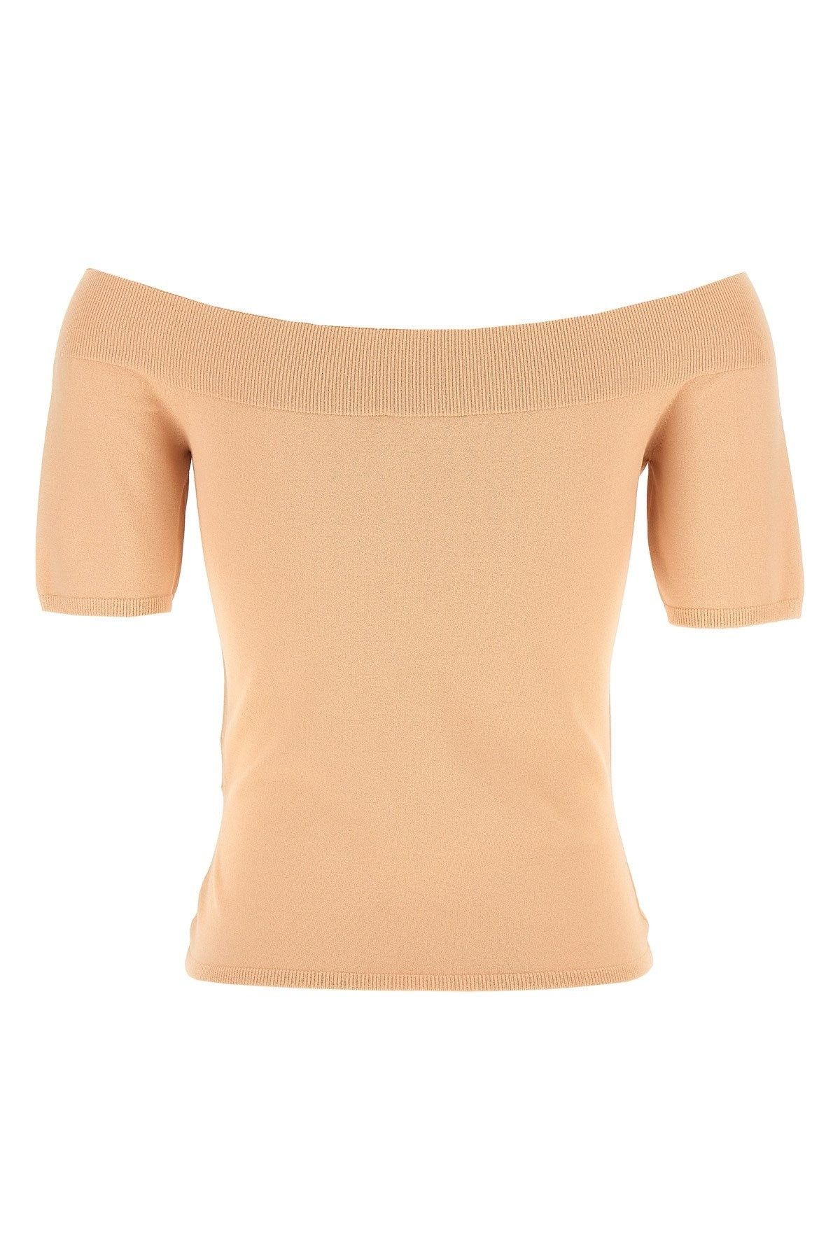 o1srvl11e0326 Off-The-Shoulder Knit Top in Pink