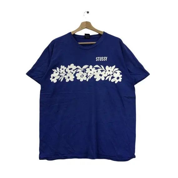 Stussy Vtg 90’ STUSSY HIBISCUS Made In USA Blue Tee Shirt Size US L / EU 52-54 / 3 - 1 Thumbnail