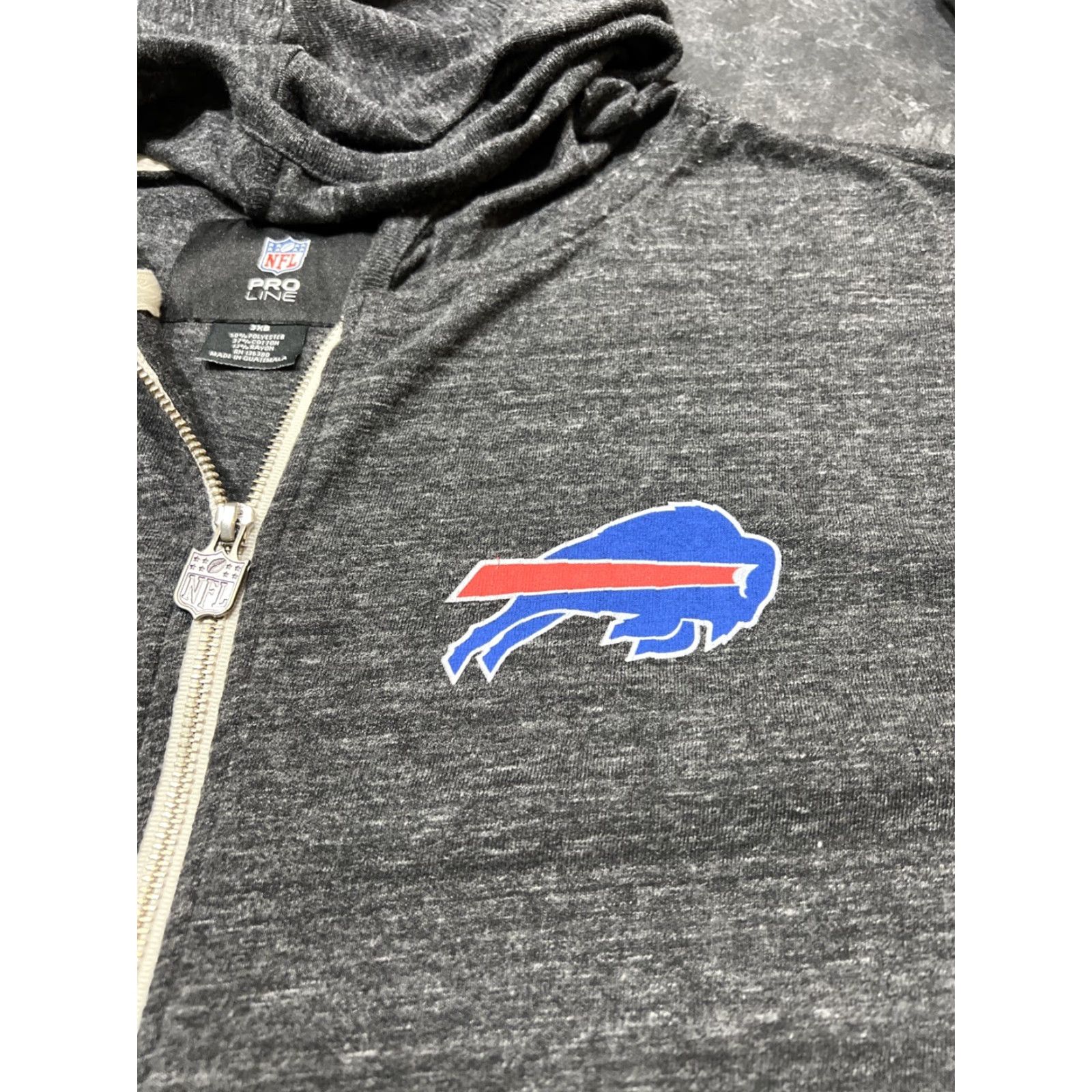 NFL Buffalo Bills NFL Pro Line Gray Full Zip Hoodie 3XB Mens Big 3X Gray Full Zip Lined Not Thick Size US XXL / EU 58 / 5 - 2 Thumbnail